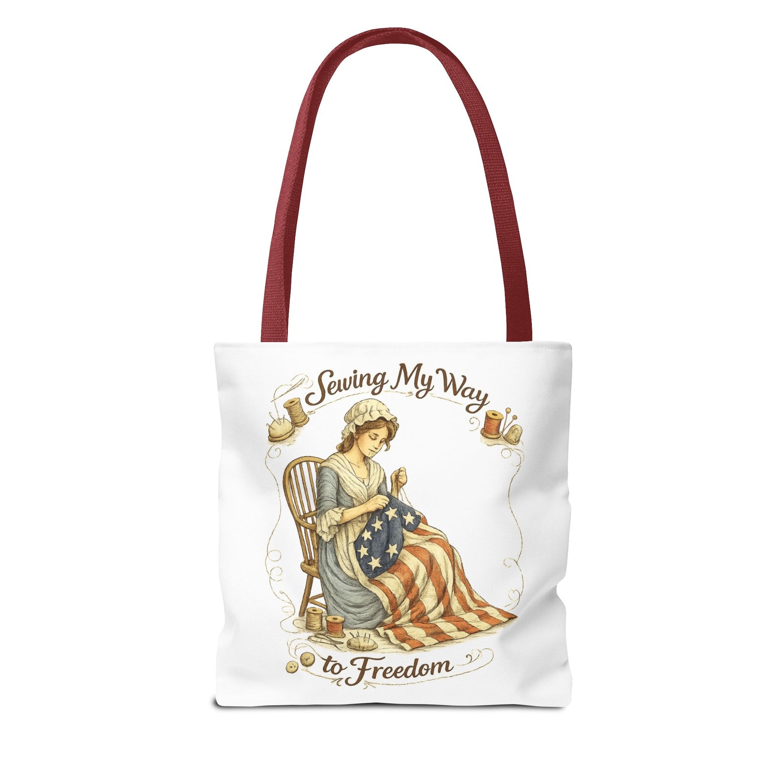 Sewing My Way to Freedom Tote Bag — Patriotic Quilter Gift - 4LibertyShop.com