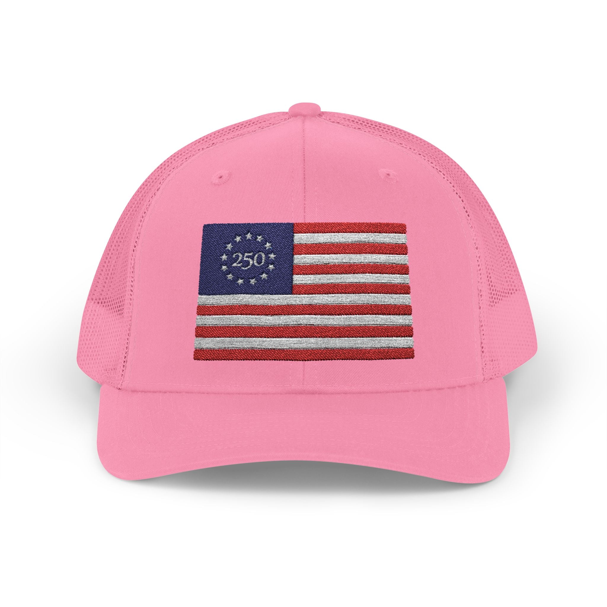 Betsy Ross Flag Snapback Trucker Cap — 250th Anniversary Vintage 13-Star American Flag Hat - 4LibertyShop.com