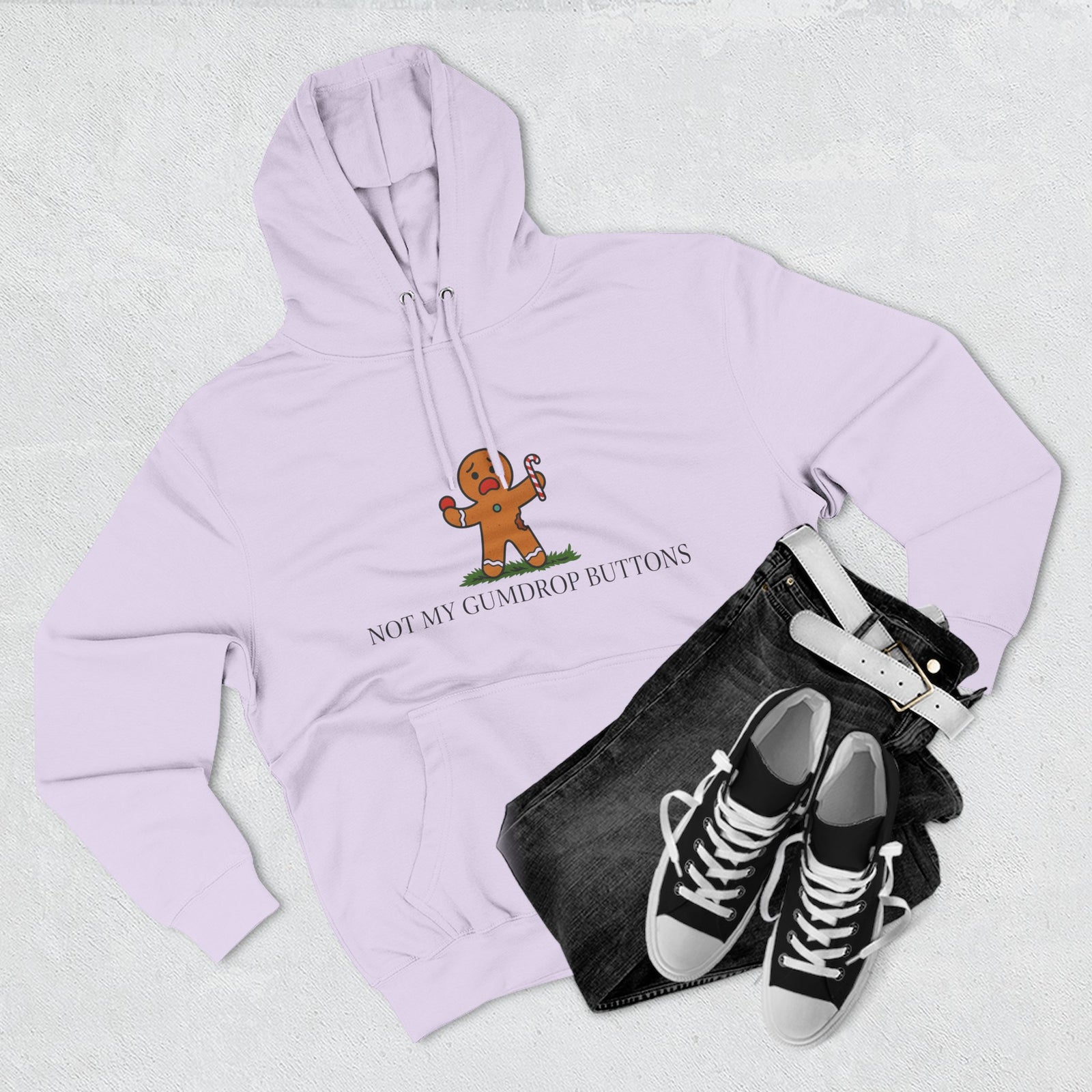 Not My Gumdrop Buttons Don't Tread on GingerBread Man Fleece Hoodie