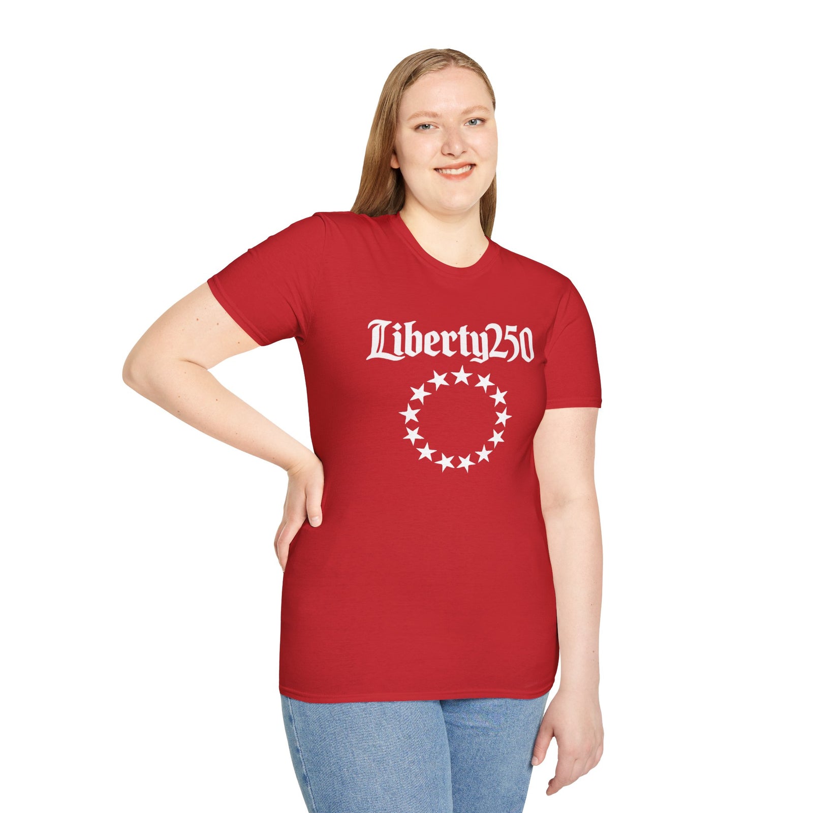Liberty250 T-Shirt — Vintage Betsy Ross Star Circle Patriotic Tee - 4LibertyShop.com