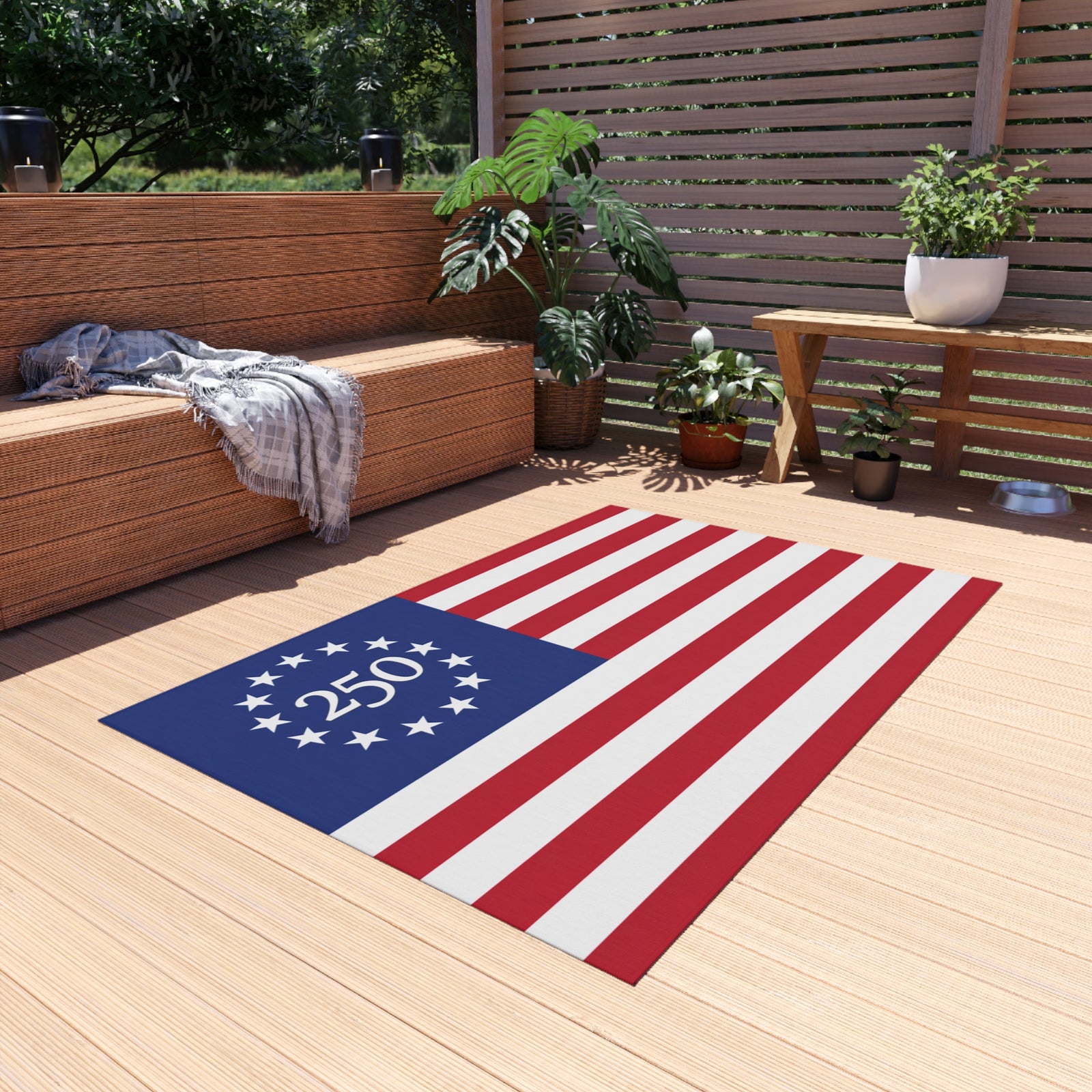 Walton & Johnson: 250th Betsy Ross Flag Outdoor Rug – Patriotic 13-Star Anniversary Doormat