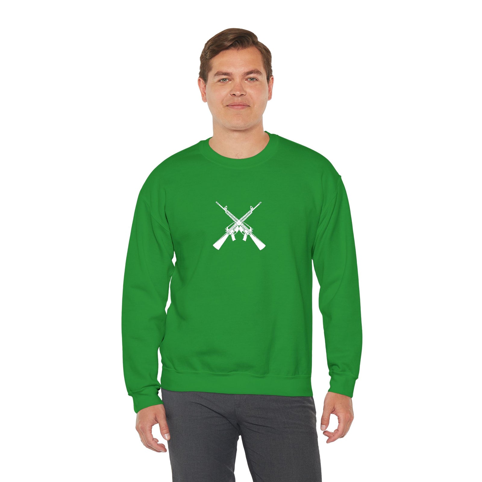 Crossed Rifles Crewneck Sweatshirt — Tactical Military Graphic Pullover