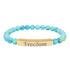 Engraved Natural Stone Stretch Bar Bracelet — "Freedom" Inspirational Beaded Bracelet — 4LibertyShop.com