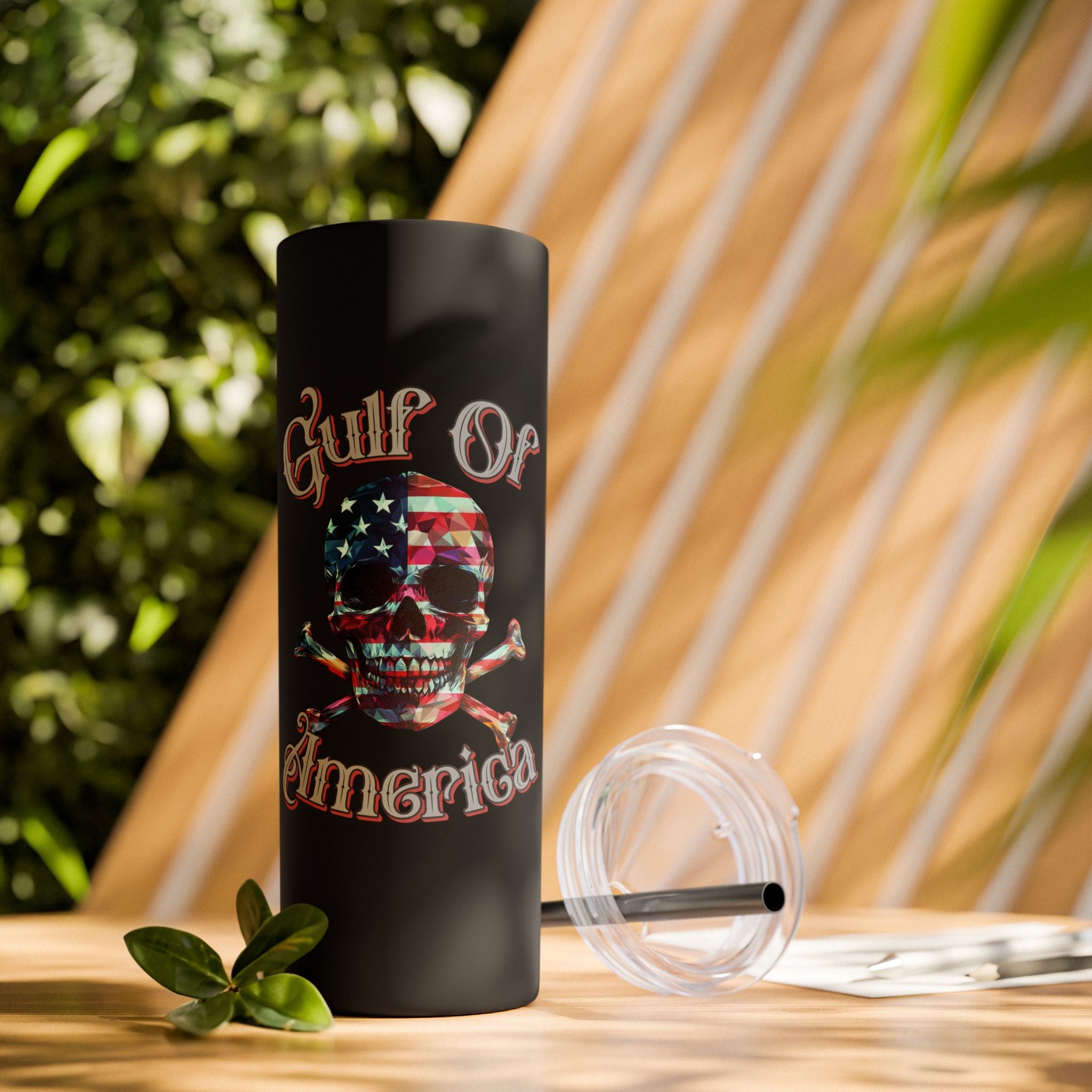 Gulf Of America Skull Tumbler with Straw, 20oz