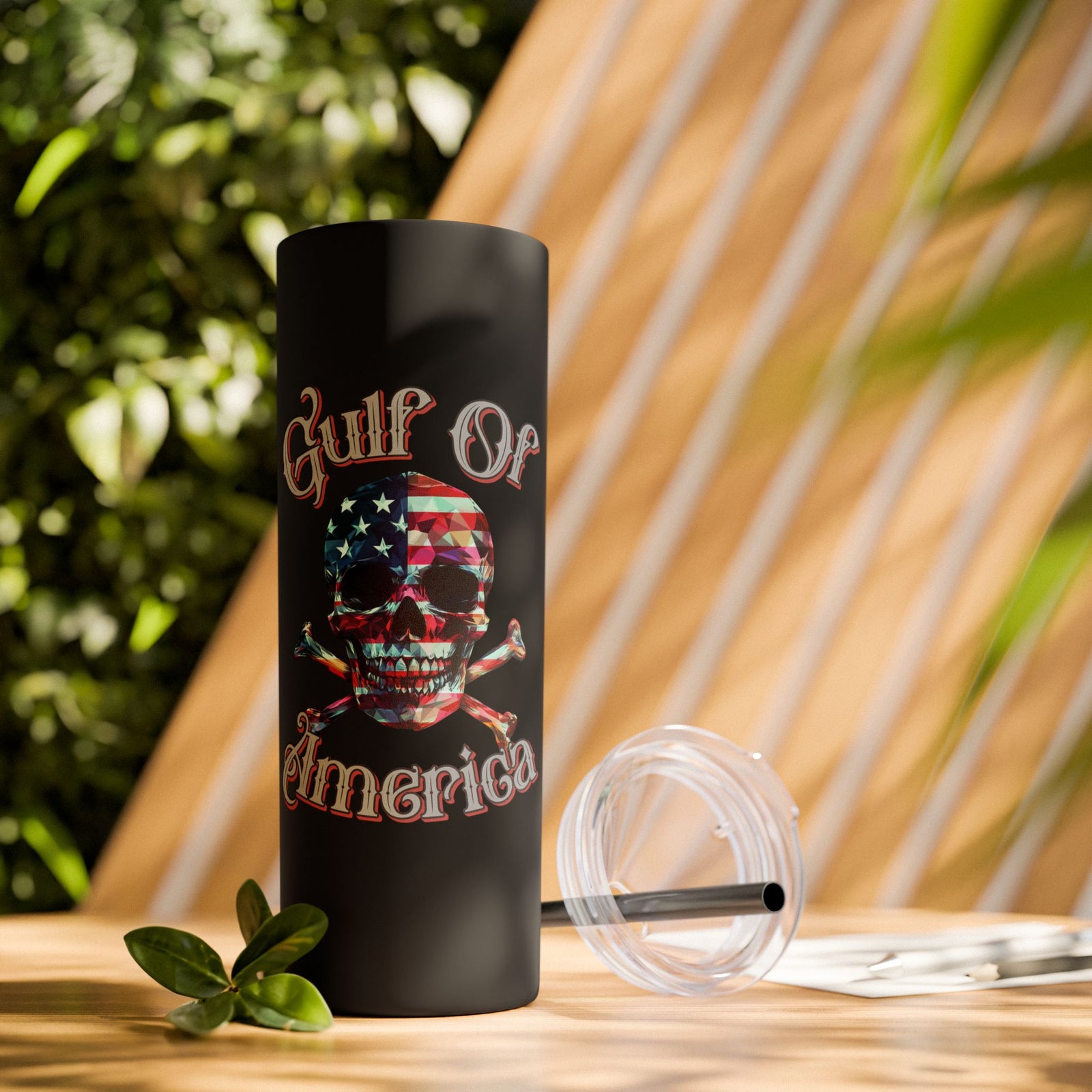 Gulf Of America Skull Tumbler with Straw, 20oz