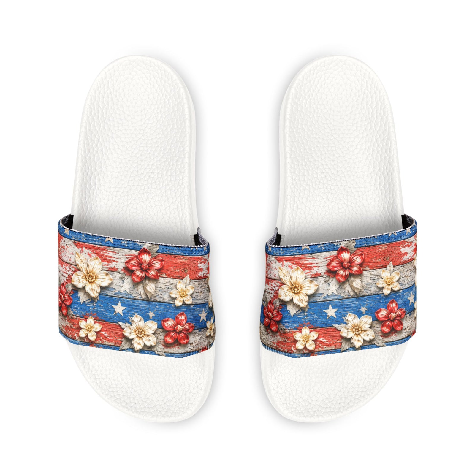Patriotic Floral Slide Sandals — Women's Removable-Strap Summer Slides - 4LibertyShop.com