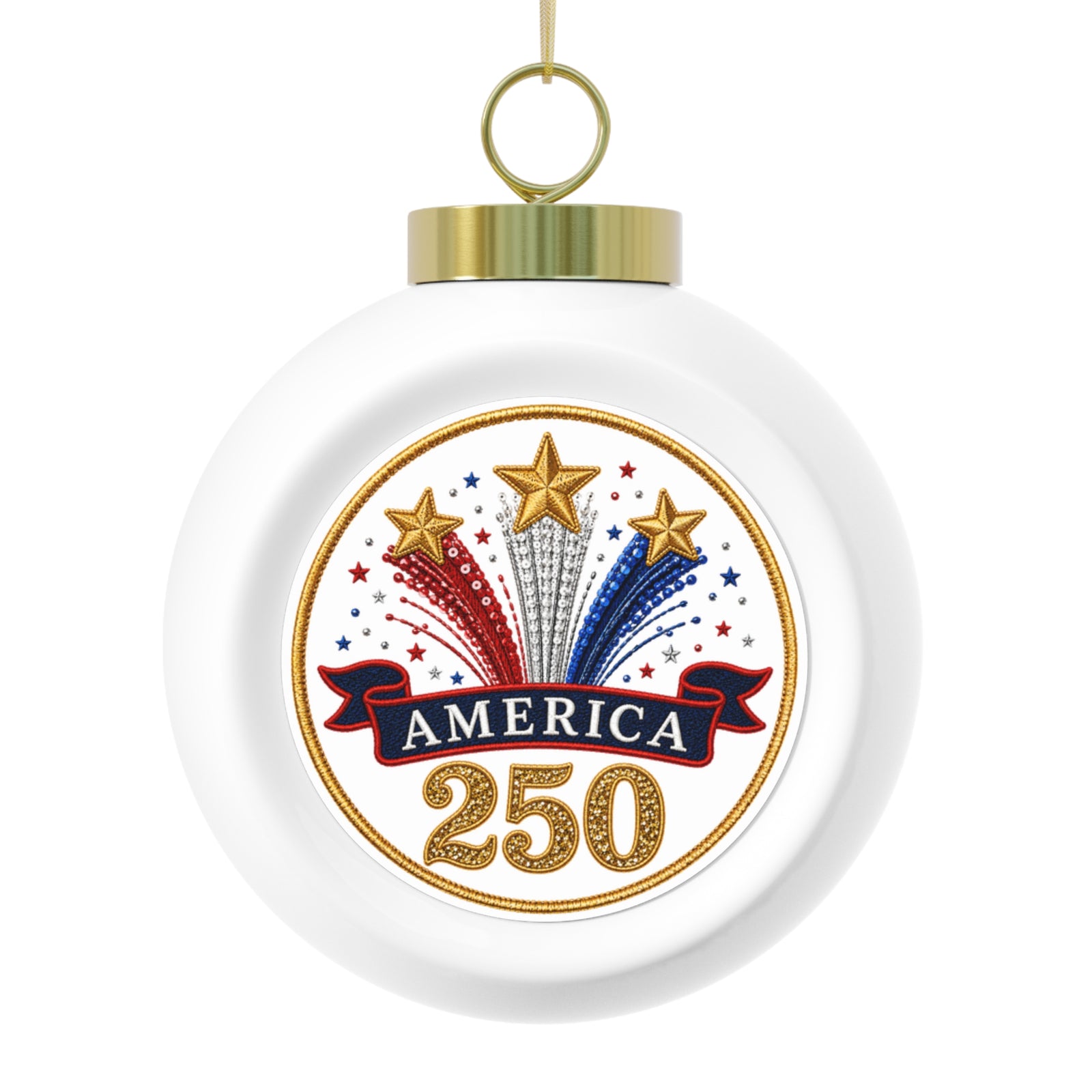 America 250 Patriotic Christmas Ball Ornament - 4LibertyShop.com