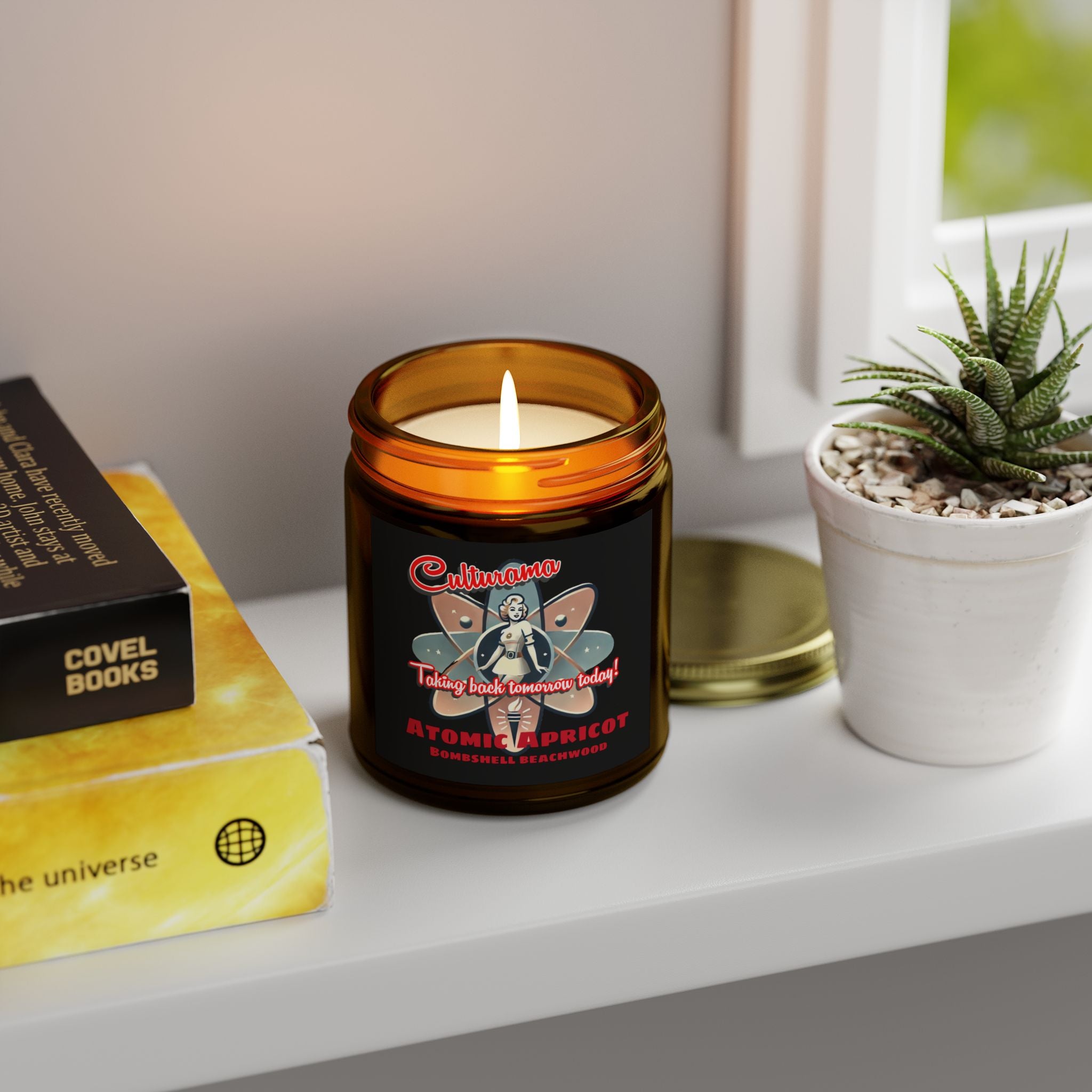 Culturama's Atomic Apricot Candles: Bombshell Beachwood (4oz, 9oz)