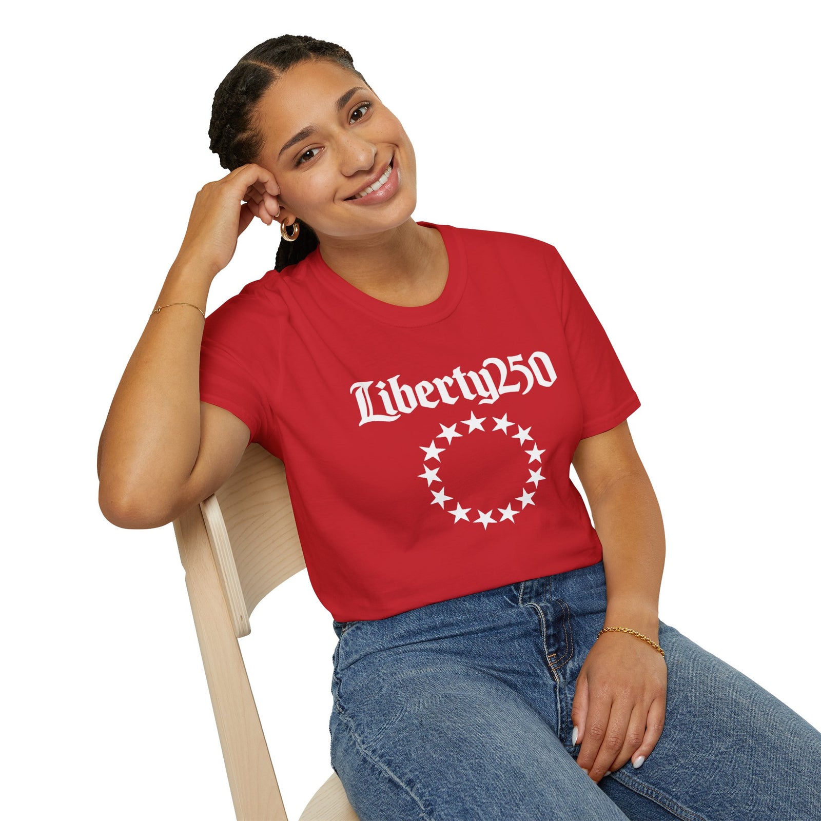 Liberty250 T-Shirt — Vintage Betsy Ross Star Circle Patriotic Tee - 4LibertyShop.com
