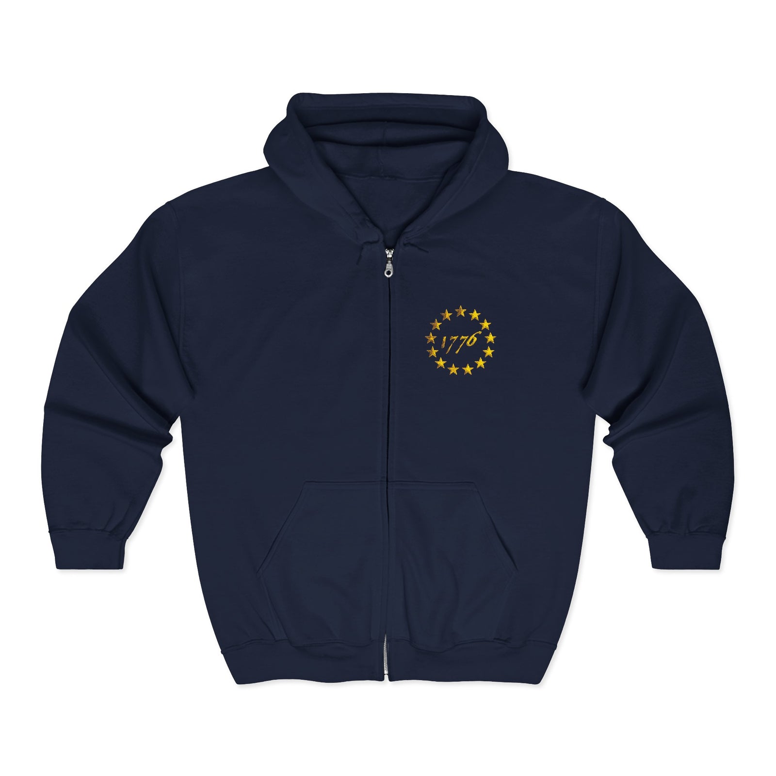 Embroidered 1776 Patriotic Full Zip Hoodie