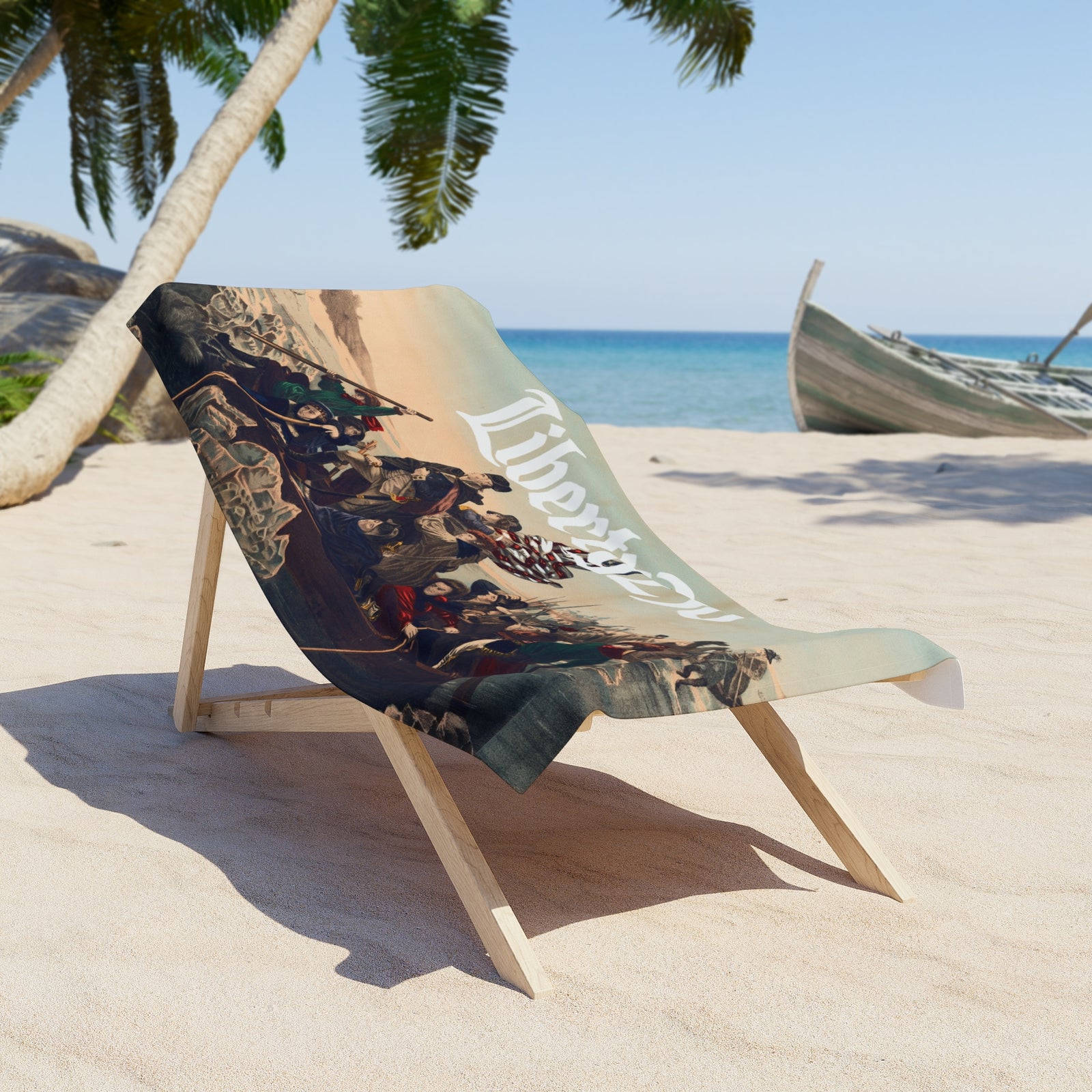 Liberty250 Washington Crossing Beach Towel — Patriotic Revolutionary War Design