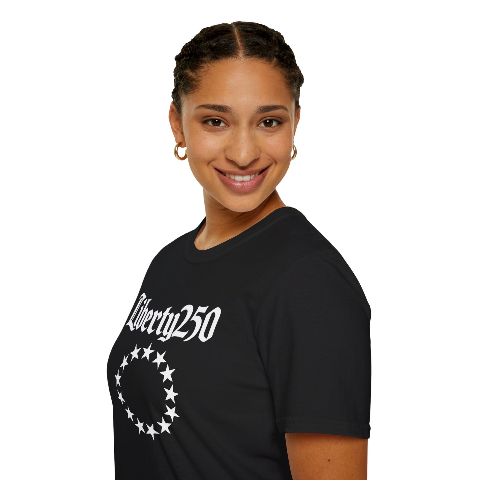 Liberty250 T-Shirt — Vintage Betsy Ross Star Circle Patriotic Tee - 4LibertyShop.com