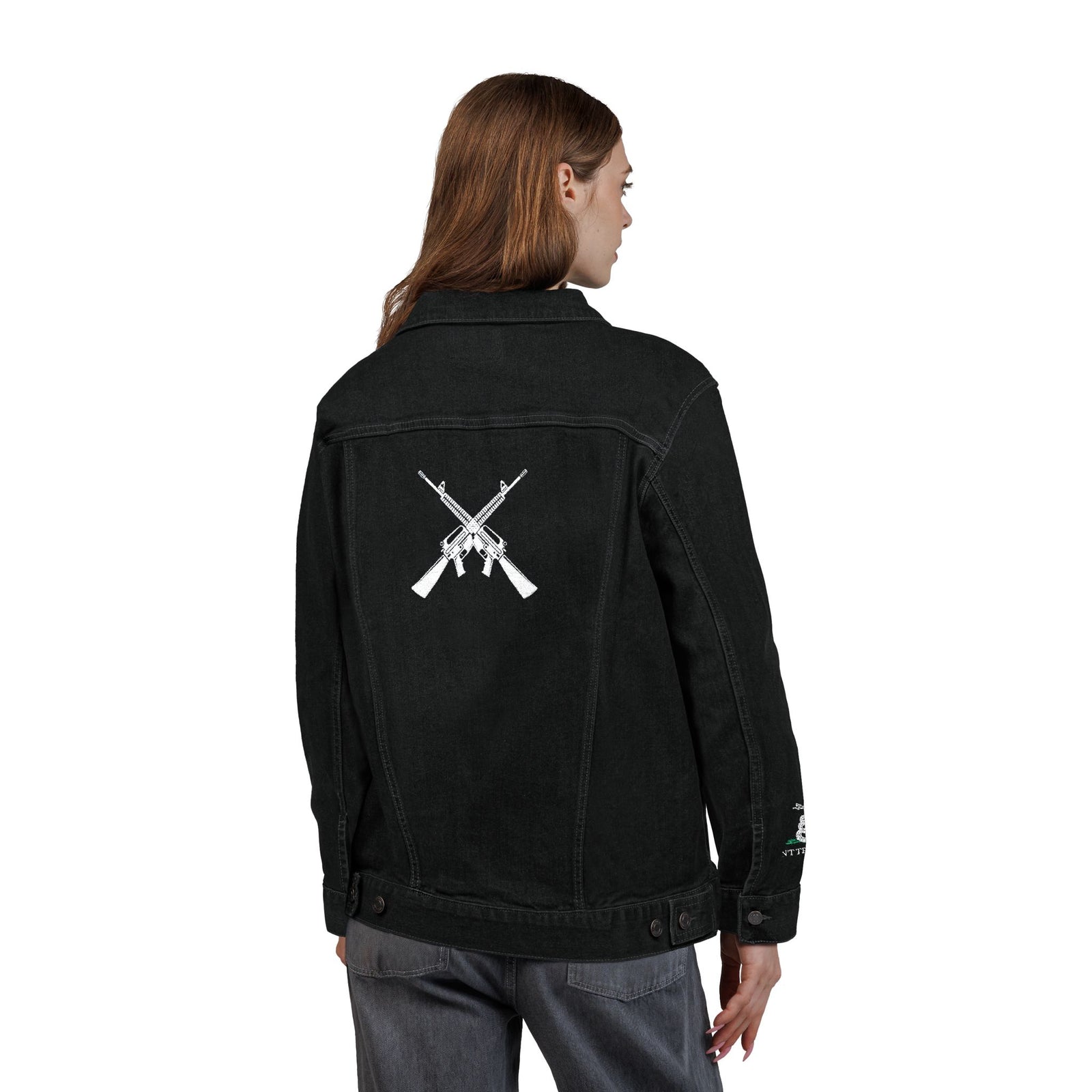 Abolish the ATF 2nd Amendment Denim Jacket with Gadsden Snake Sleeve