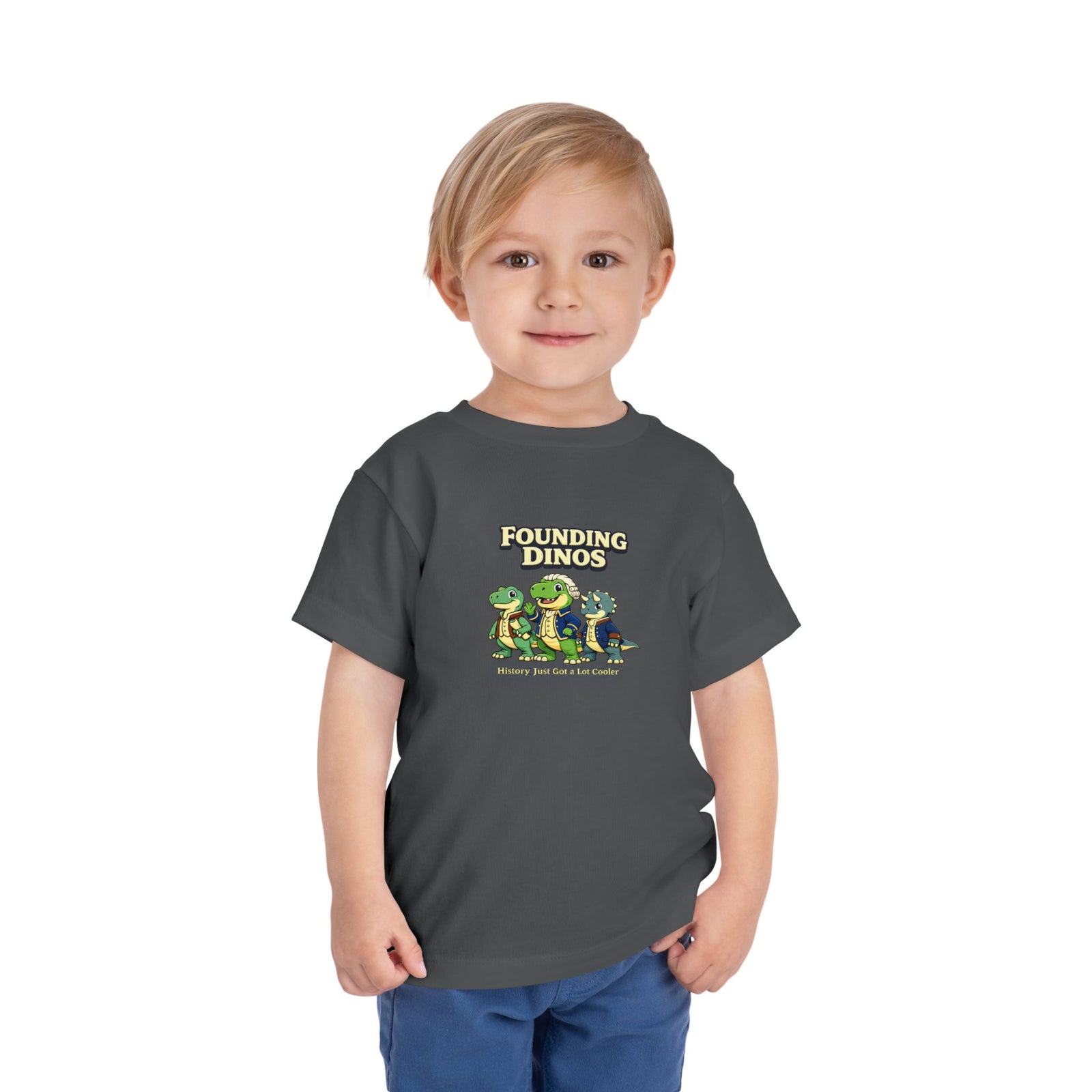 Founding Dinos Toddler Tee - Cute Patriotic Dinosaur Kids Shirt - 4LibertyShop.com
