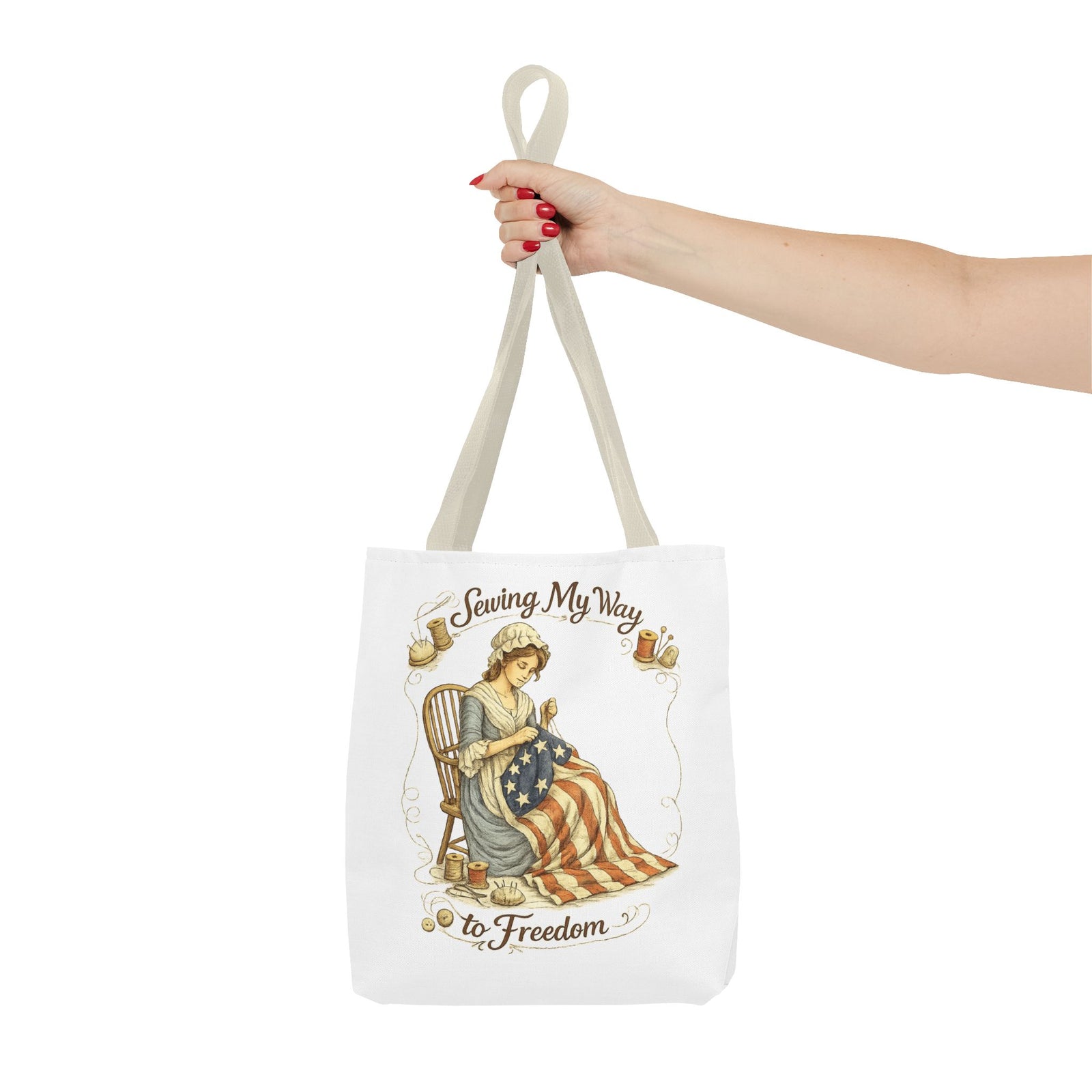 Sewing My Way to Freedom Tote Bag — Patriotic Quilter Gift - 4LibertyShop.com