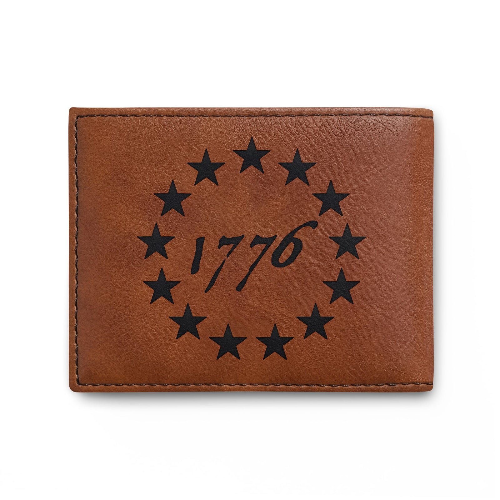 Bi-Fold Wallet – 1776 Betsy Ross Stars Leather Wallet