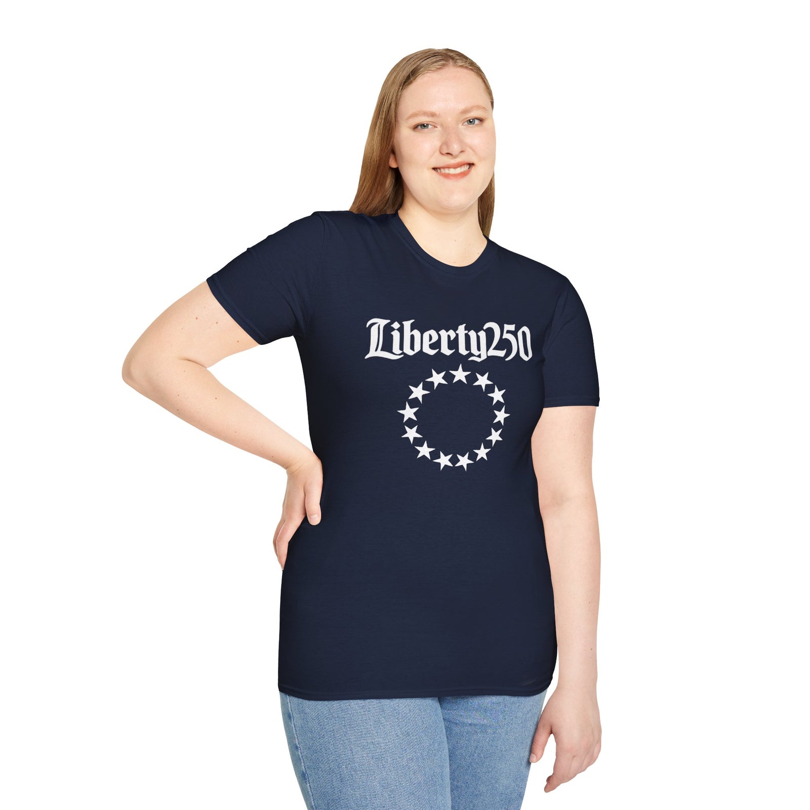 Liberty250 T-Shirt — Vintage Betsy Ross Star Circle Patriotic Tee - 4LibertyShop.com