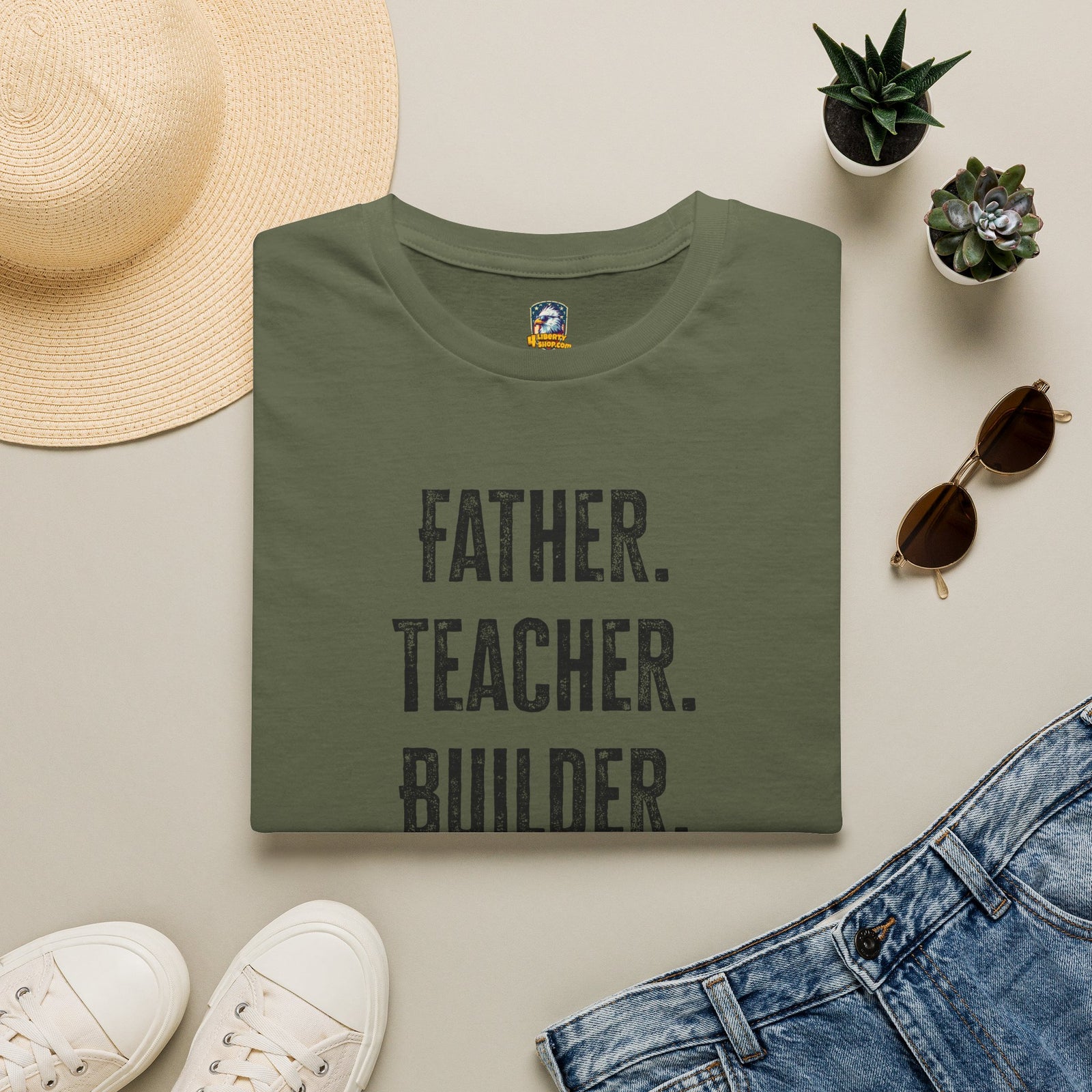Homeschool Workshop - Father. Teacher. Builder. Homeschool Dad T-Shirt - 4LibertyShop.com