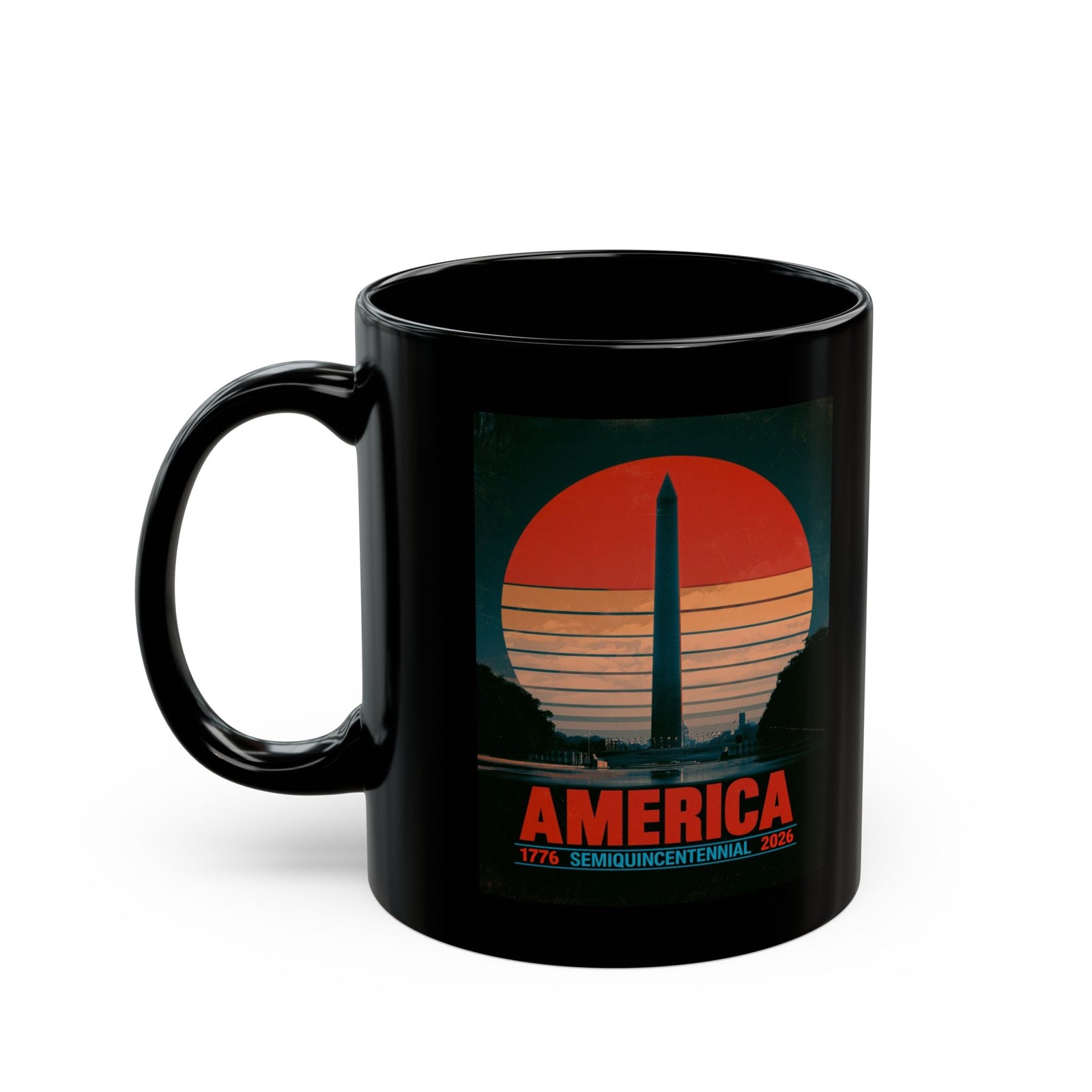 America 1776–2026 Semiquincentennial Black Ceramic Mug (11oz, 15oz) - 4LibertyShop.com