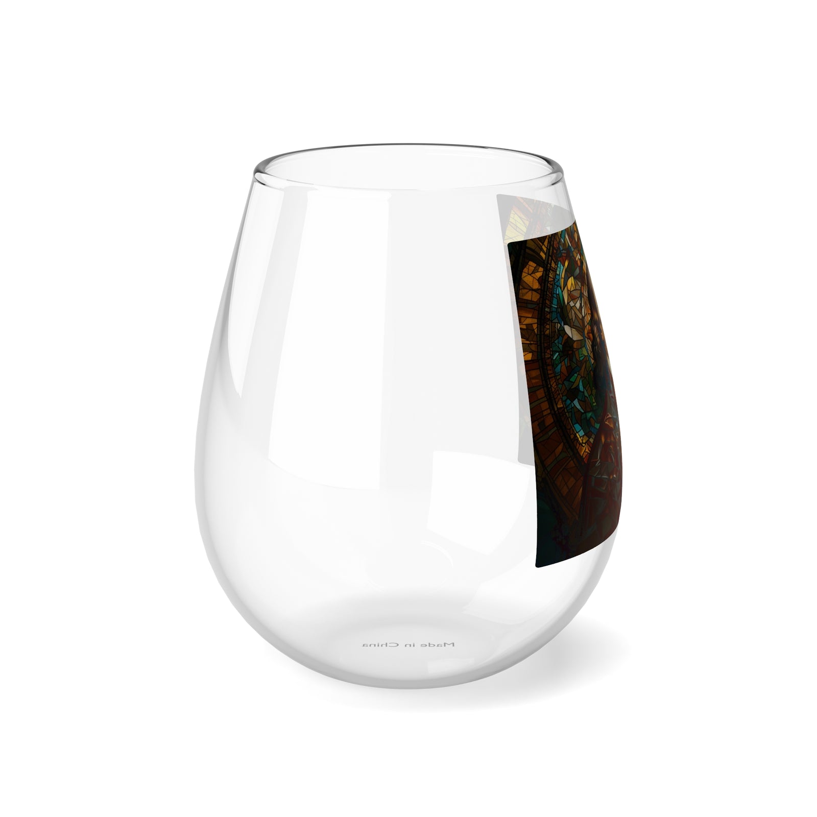 Stained Glass Benjamin Franklin Stemless Wine Glass, 11.75oz