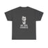 Dark gray t-shirt with a graphic of a person and 'WE ARE CHARLIE' text on a white background