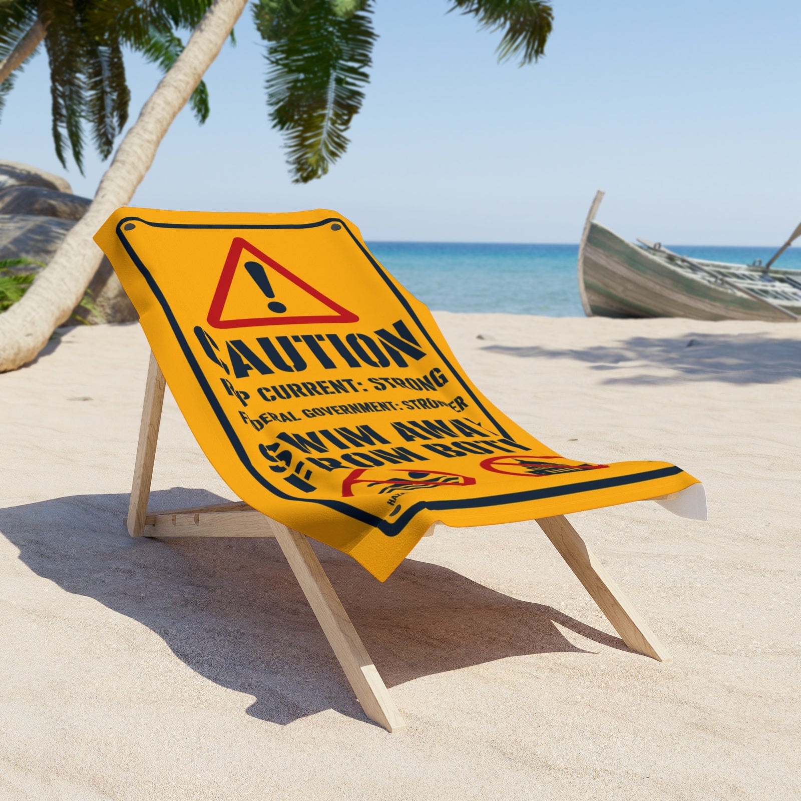 Caution: Federal Government Beach Towel - 4LibertyShop.com