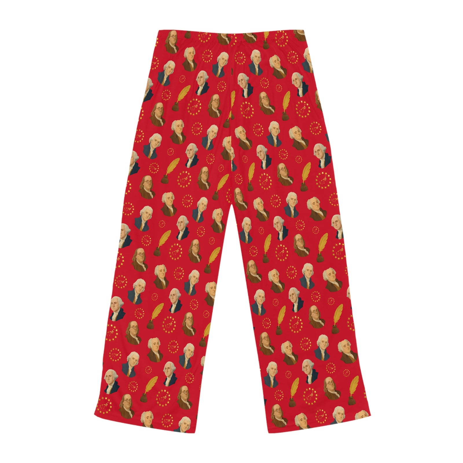 Presidents Pattern Women's Pajama Pants — Red Patriotic George Washington Print