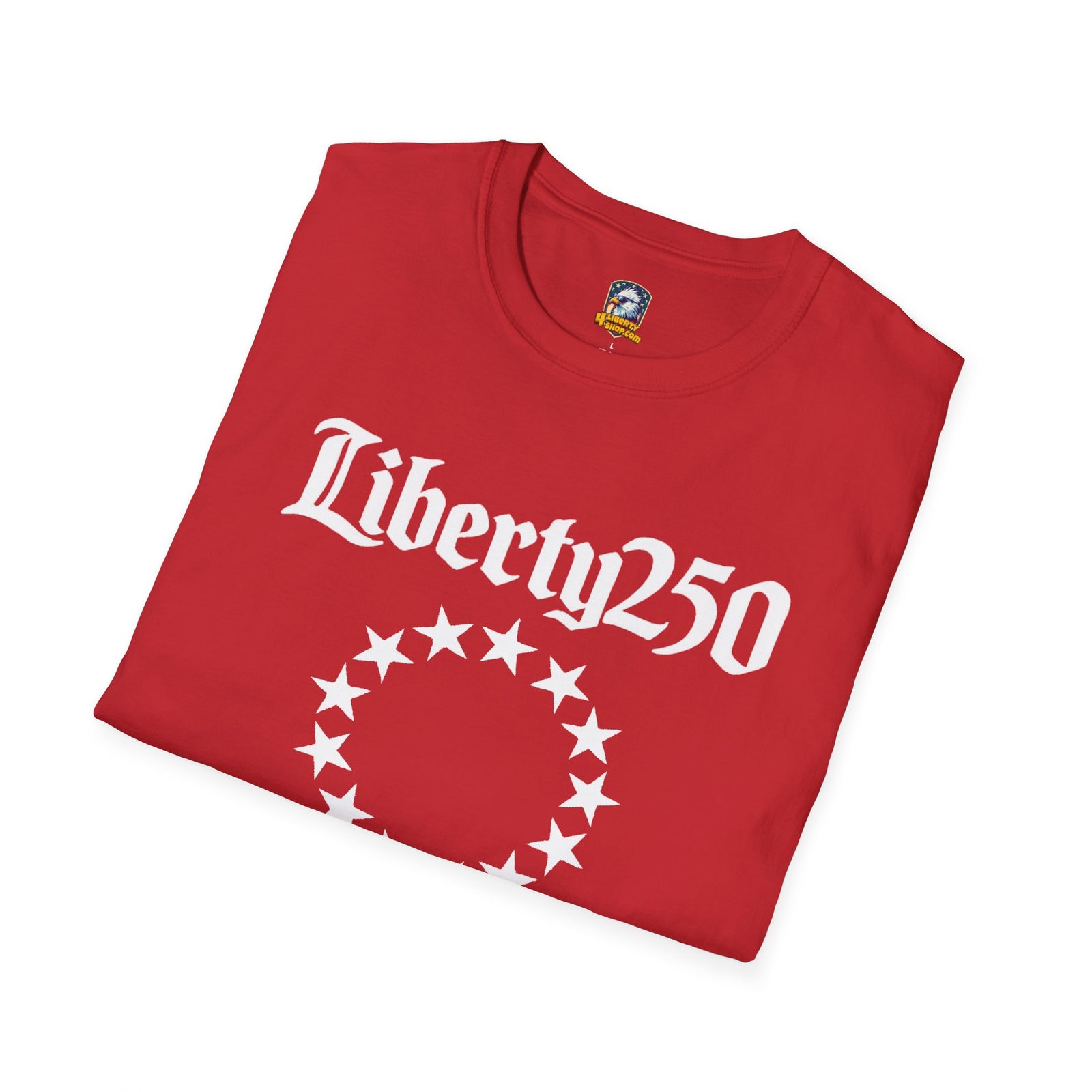 Liberty250 T-Shirt — Vintage Betsy Ross Star Circle Patriotic Tee - 4LibertyShop.com