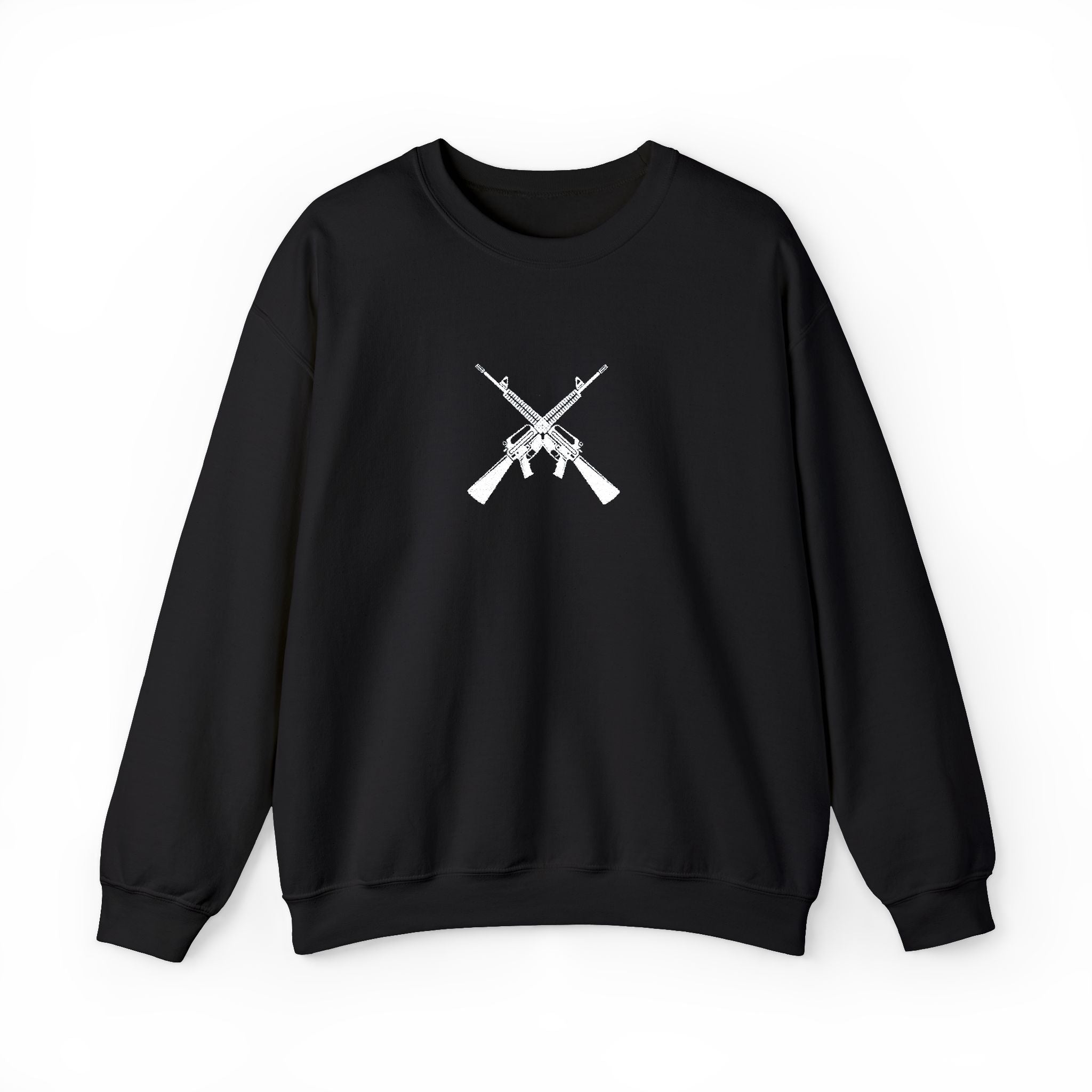Crossed Rifles Crewneck Sweatshirt — Tactical Military Graphic Pullover