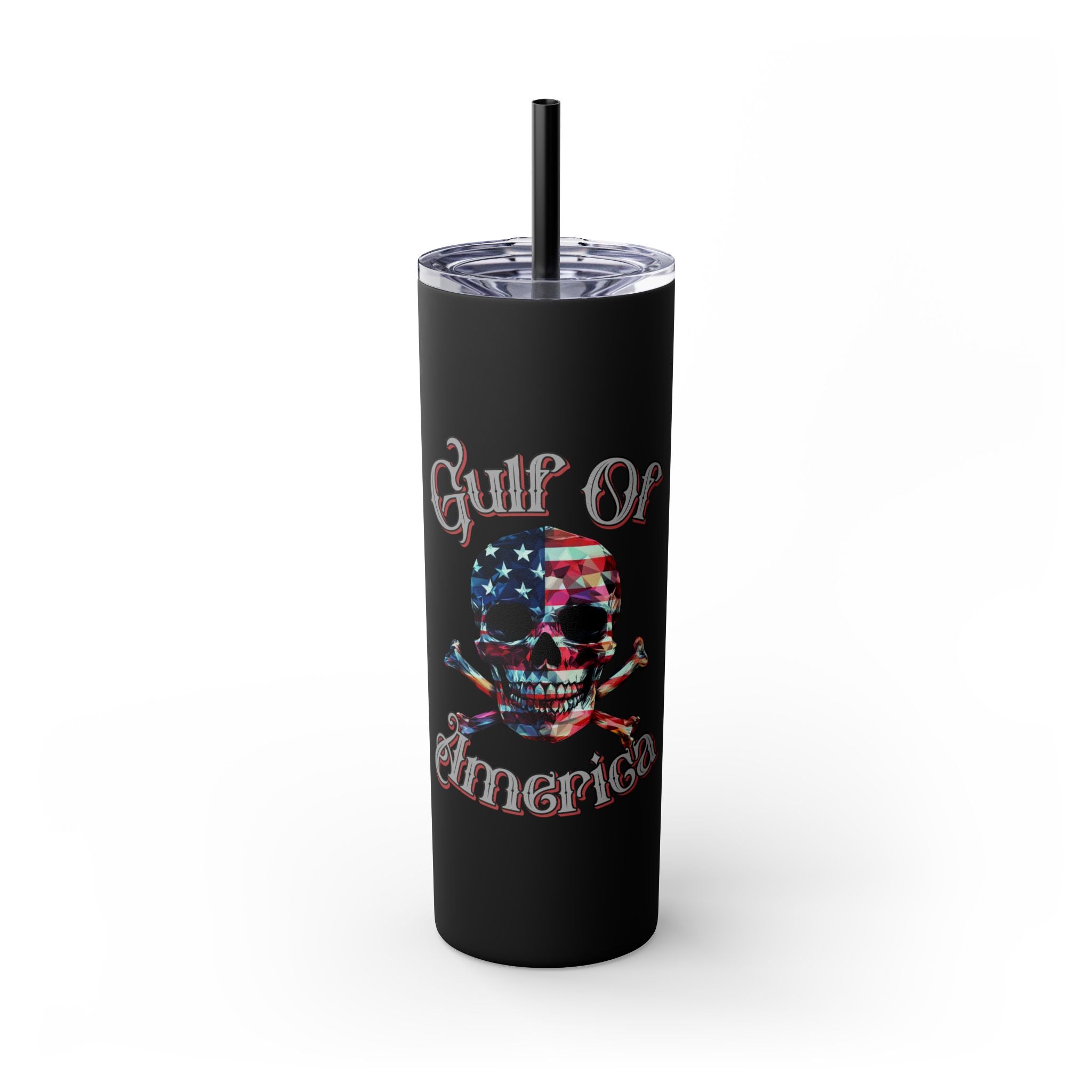 Gulf Of America Skull Tumbler with Straw, 20oz