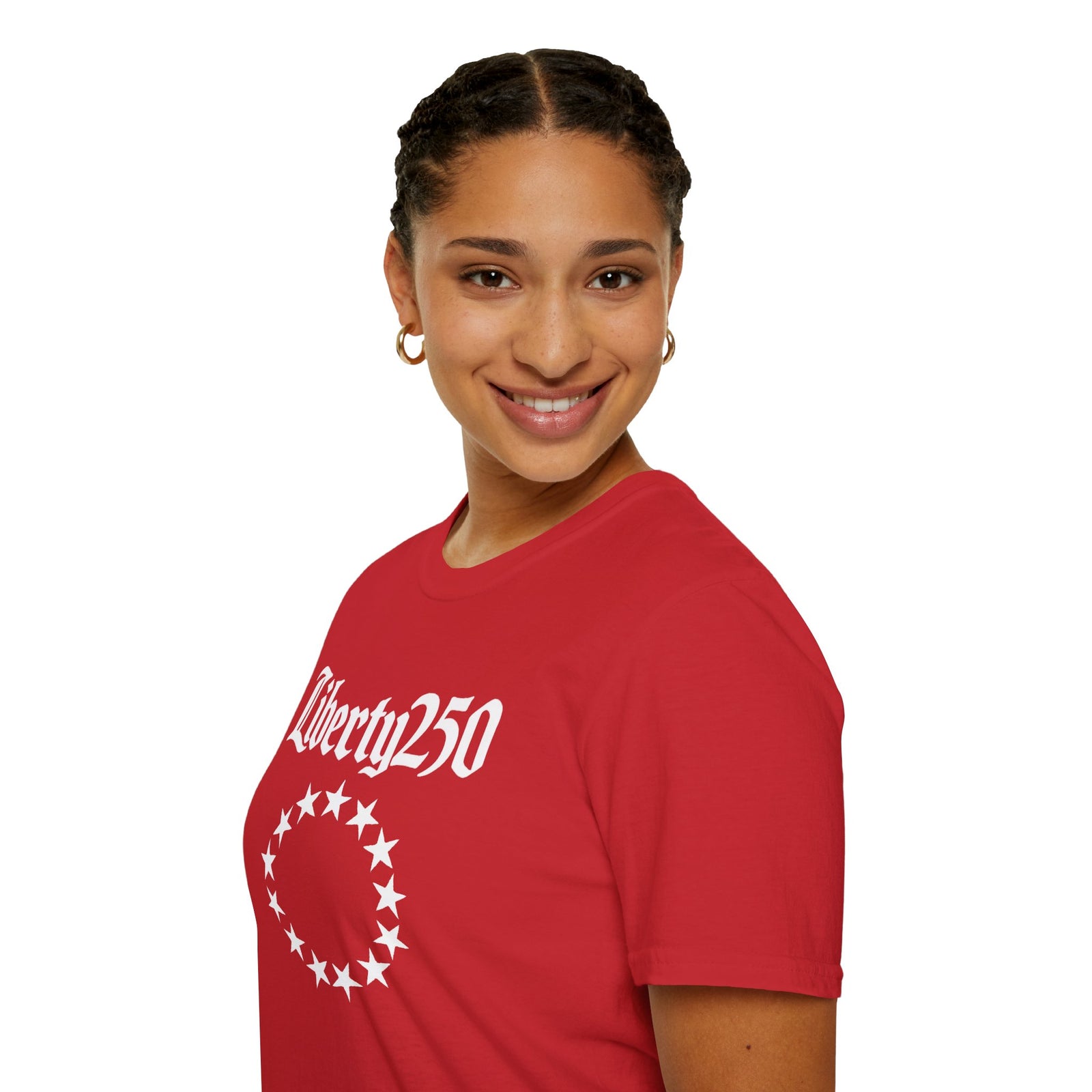 Liberty250 T-Shirt — Vintage Betsy Ross Star Circle Patriotic Tee - 4LibertyShop.com
