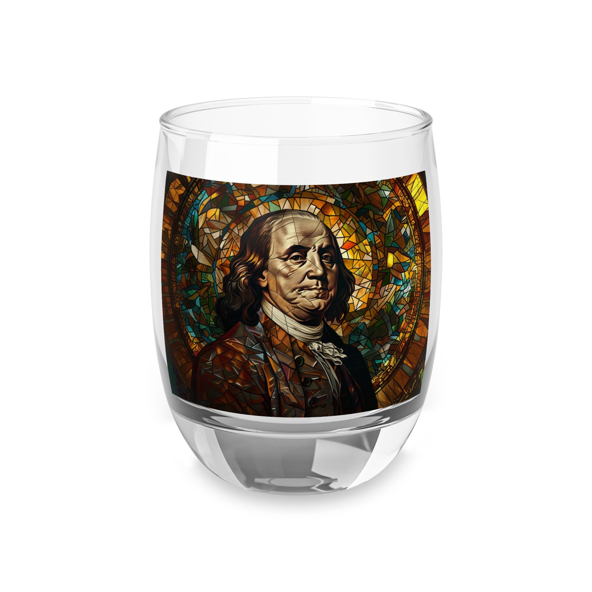 Benjamin Franklin Stained Glass Whiskey Glass