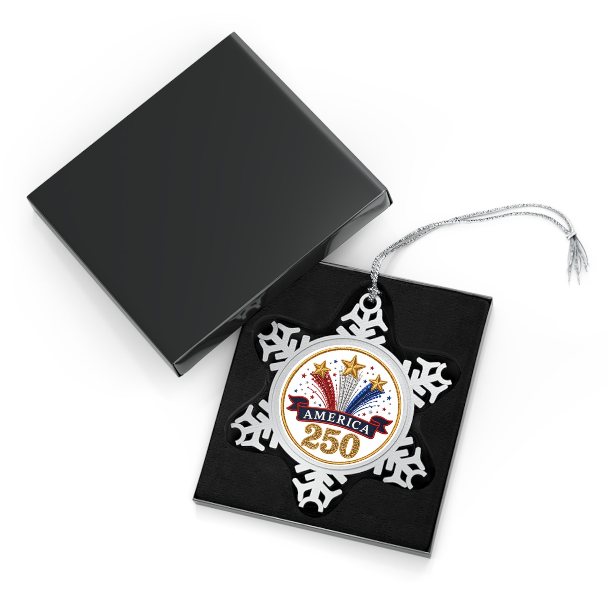 Pewter Snowflake Ornament — America 250 Patriotic Holiday Keepsake - 4LibertyShop.com