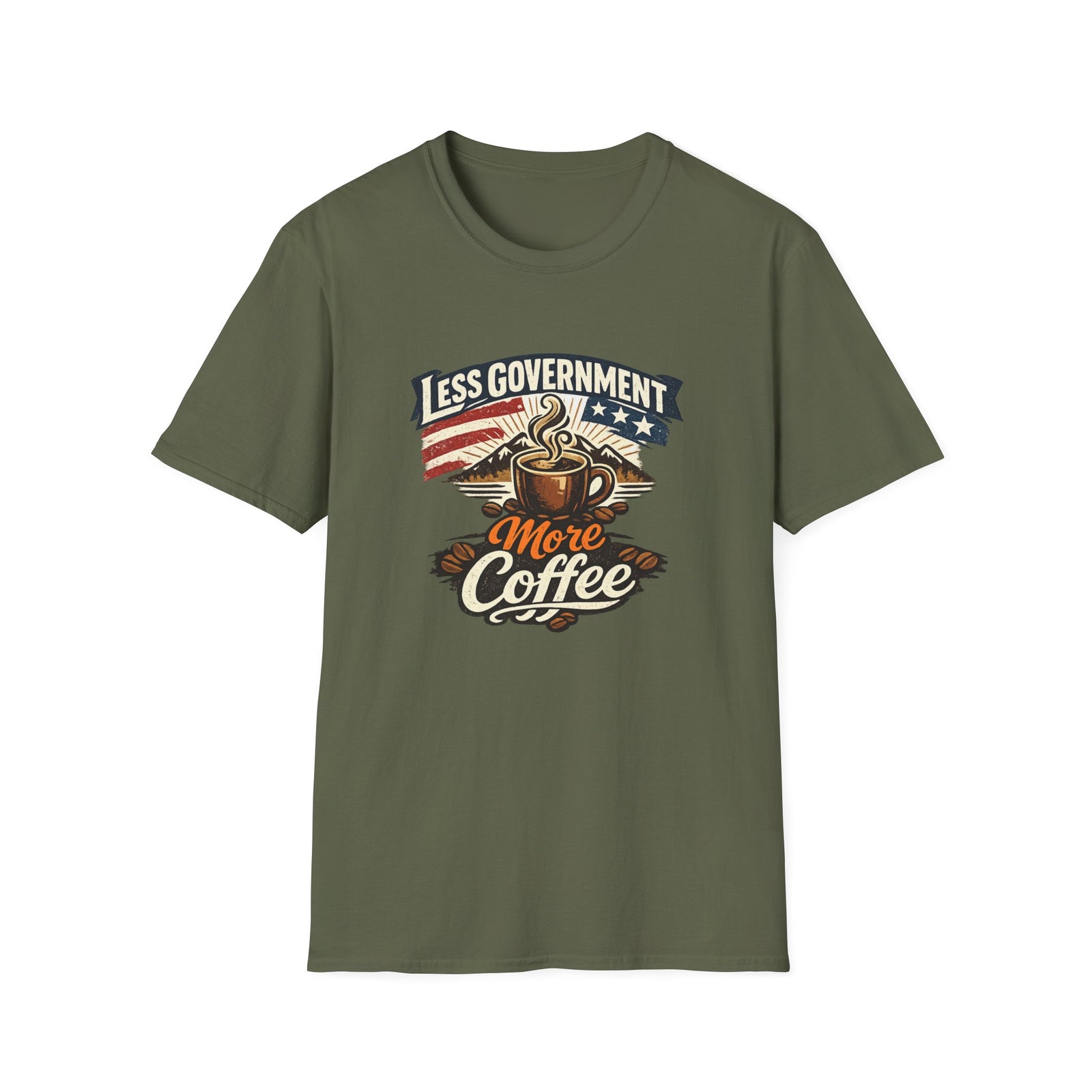 Less Government More Coffee T-Shirt — Patriotic Vintage Coffee Lover Tee - 4LibertyShop.com