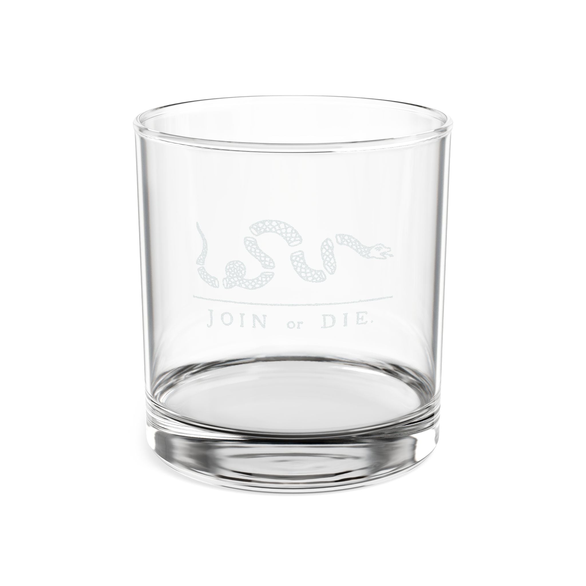 Engraved 'Join or Die' Whiskey Glass — 10.5 oz Classic Rocks Glass