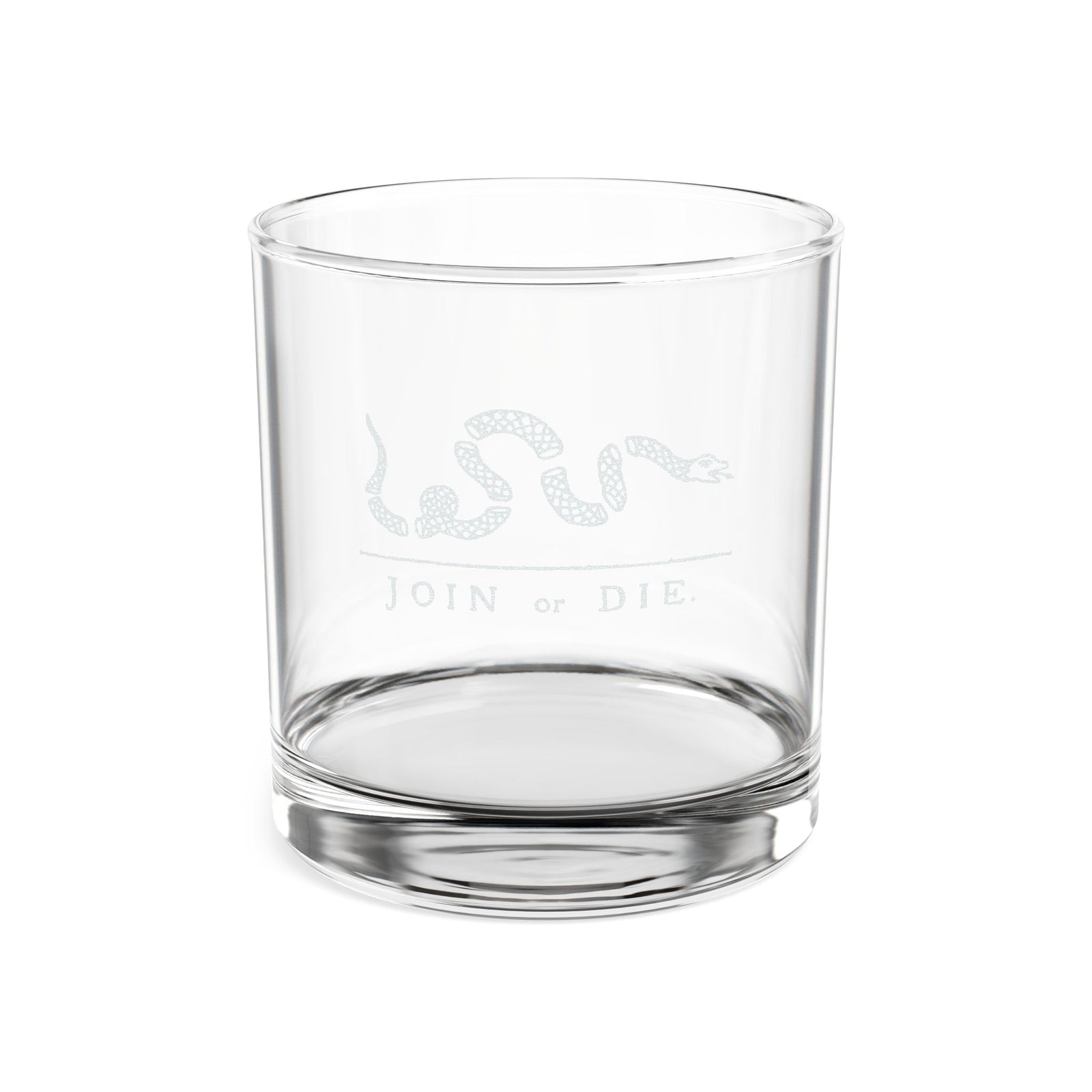 Engraved 'Join or Die' Whiskey Glass — 10.5 oz Classic Rocks Glass