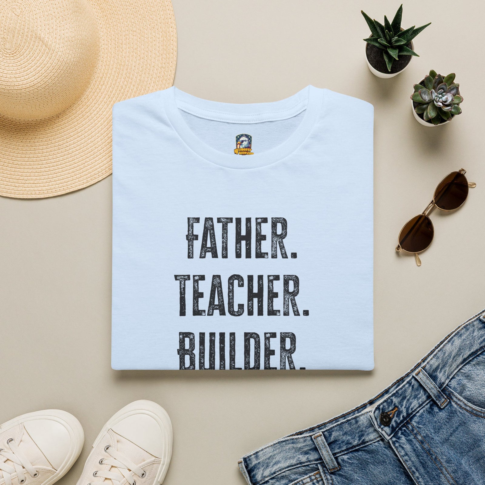 Homeschool Workshop - Father. Teacher. Builder. Homeschool Dad T-Shirt - 4LibertyShop.com
