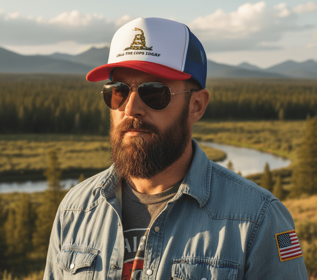 Call Cops IDGAF Gadsen Trucker Caps - 4LibertyShop.com