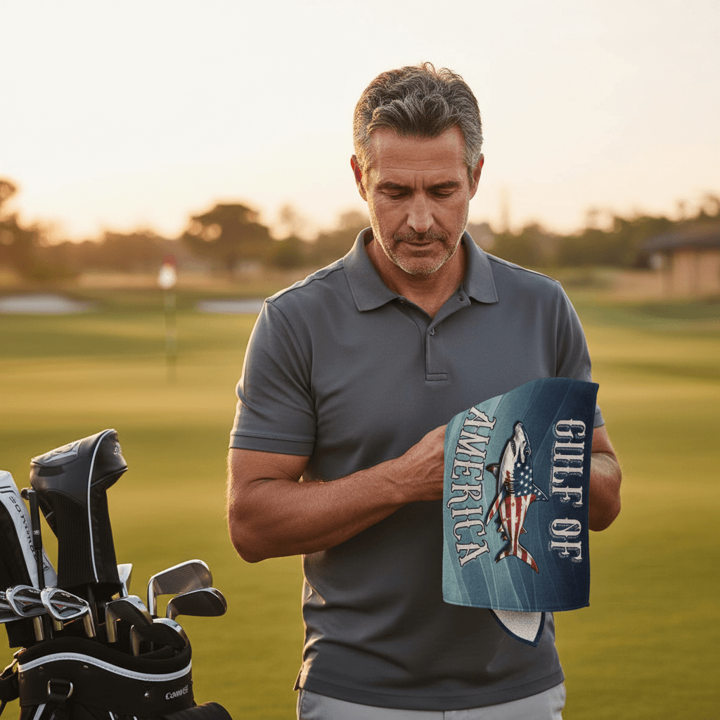Walton & Johnson: Gulf of America Hammerhead Shark Golf Towel - 4LibertyShop.com