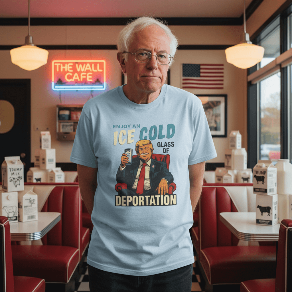 Ice Cold Glass of Deportation – Trump Milk Mustache T-Shirt
