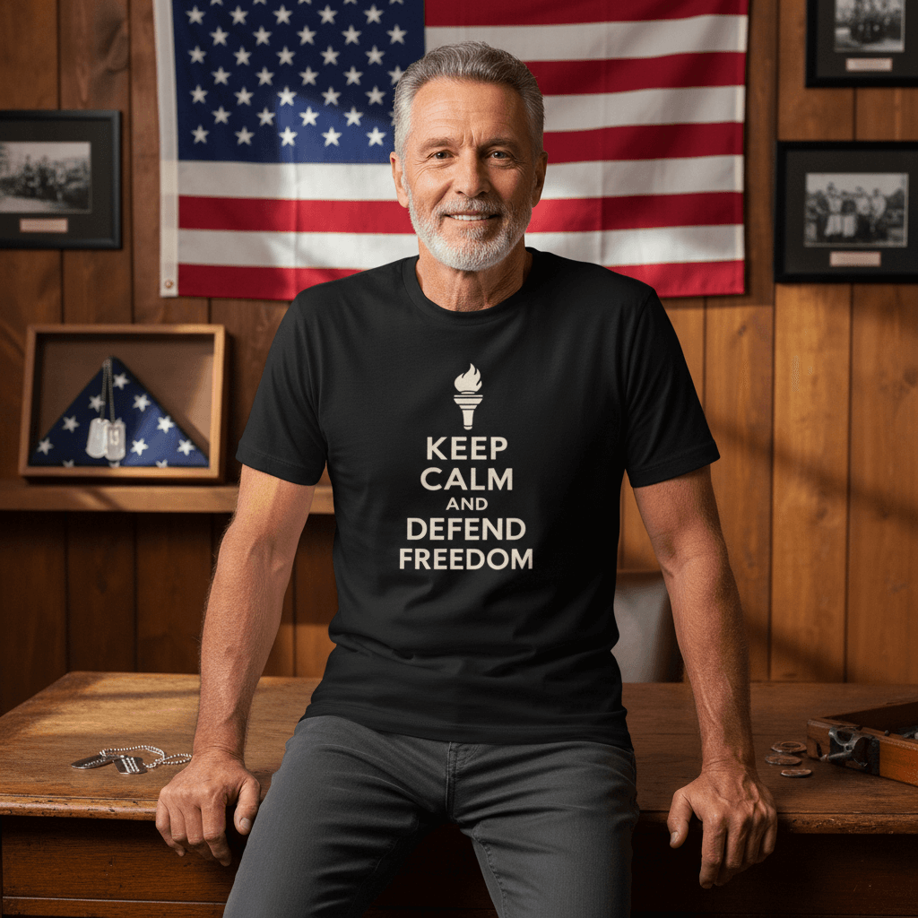 Keep Calm and Defend Freedom T-Shirt- 4LibertyShop.com