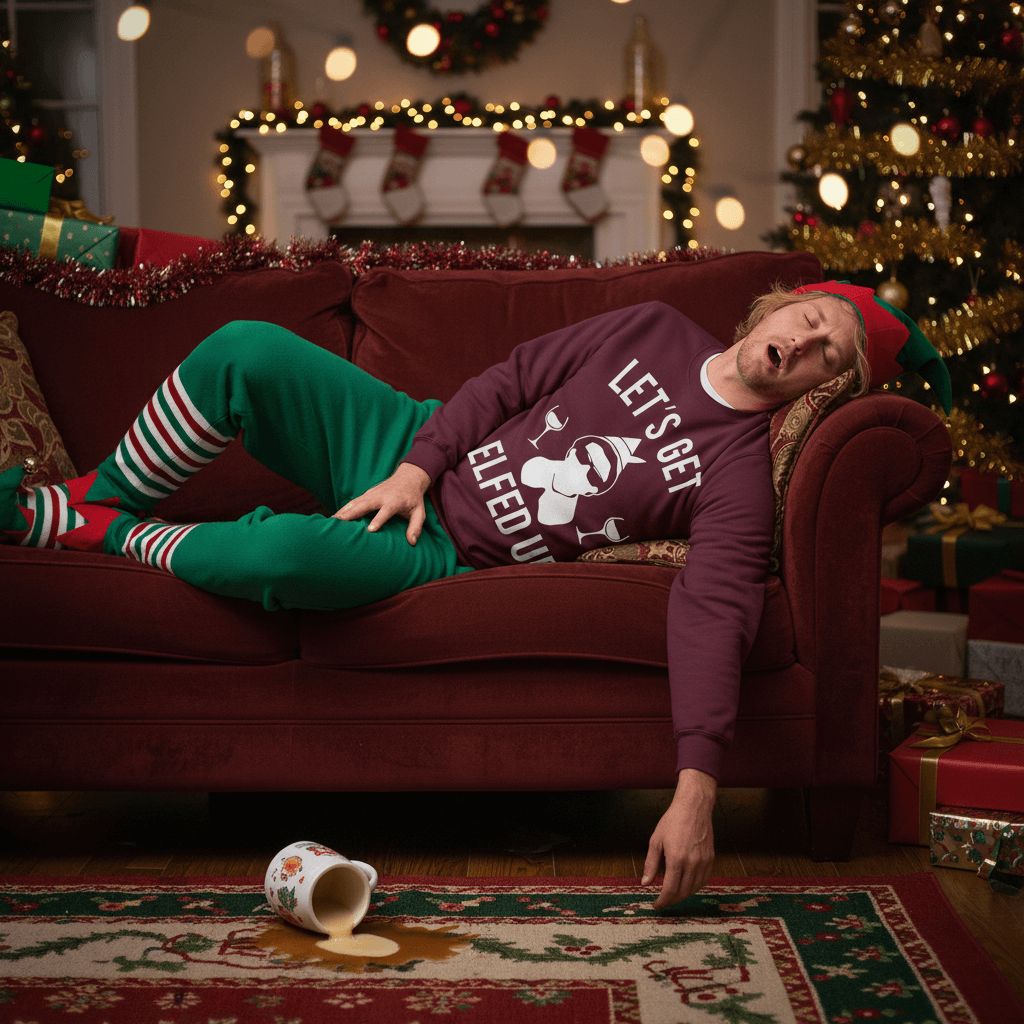 Let's Get Elfed Up Christmas Wine Crew Neck - 4LibertyShop.com