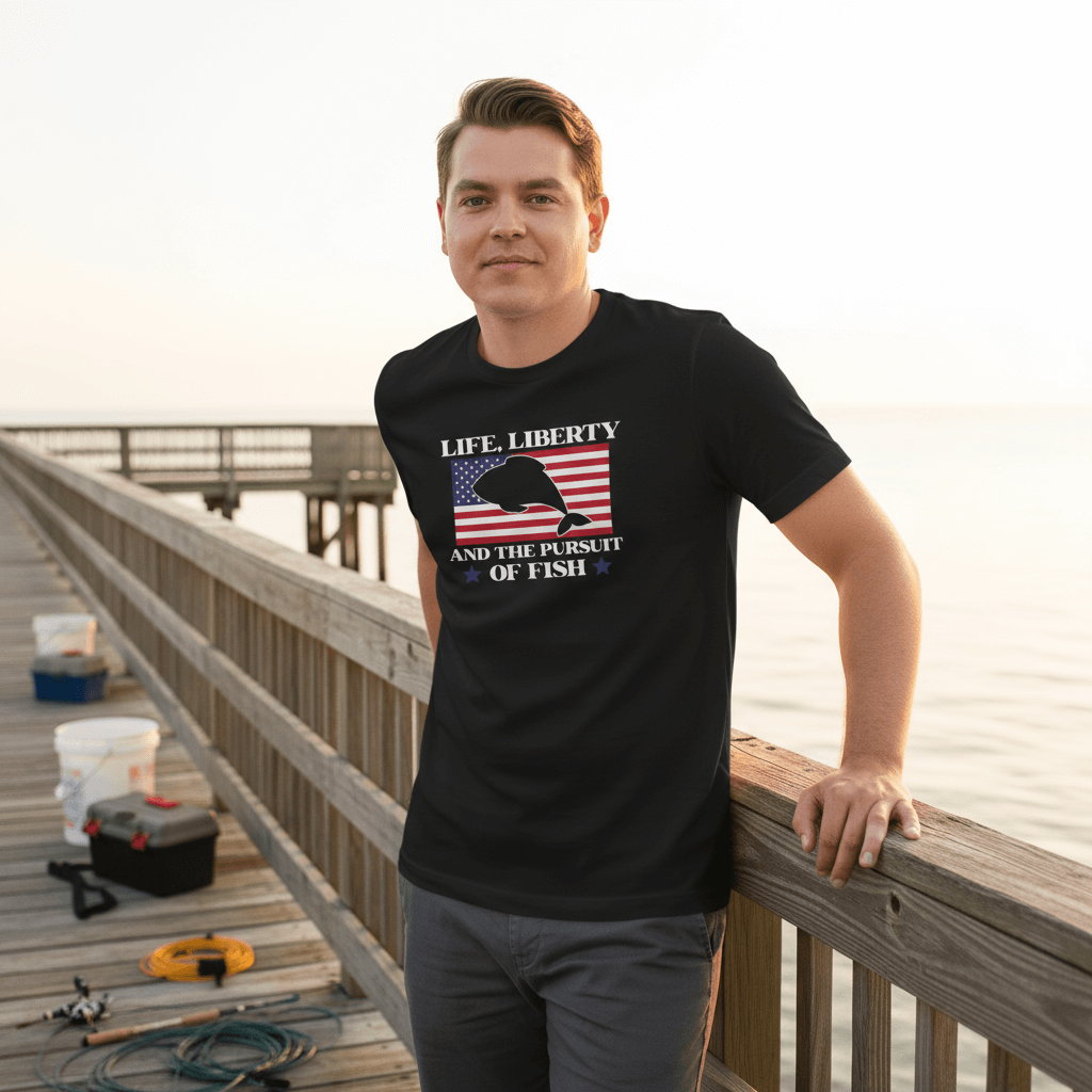 Walton & Johnson: The Pursuit of Fish T-Shirt - 4LibertyShop.com