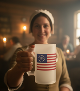 Frosted Beer Mug – 250th Anniversary Betsy Ross Flag Design - 4LibertyShop.com