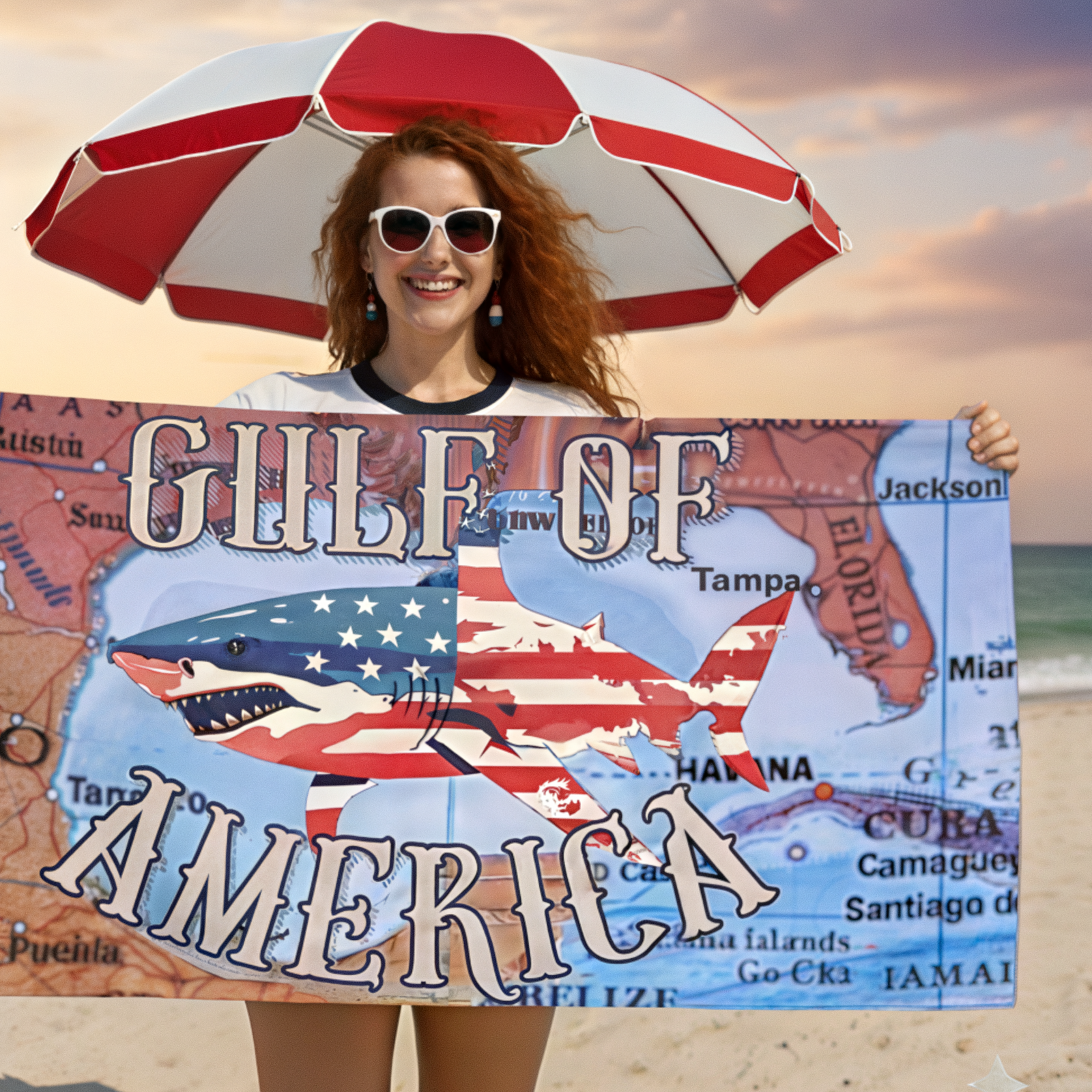 Walton & Johnson: Gulf of America Shark Beach Towel