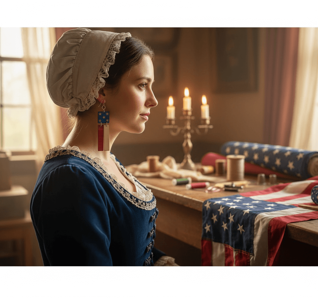 Wood American Flag Earrings - 4LibertyShop.com