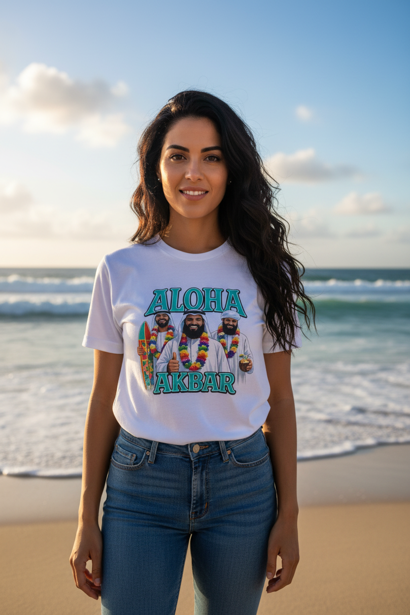 Aloha Akbar Exact Design Beach Mockup