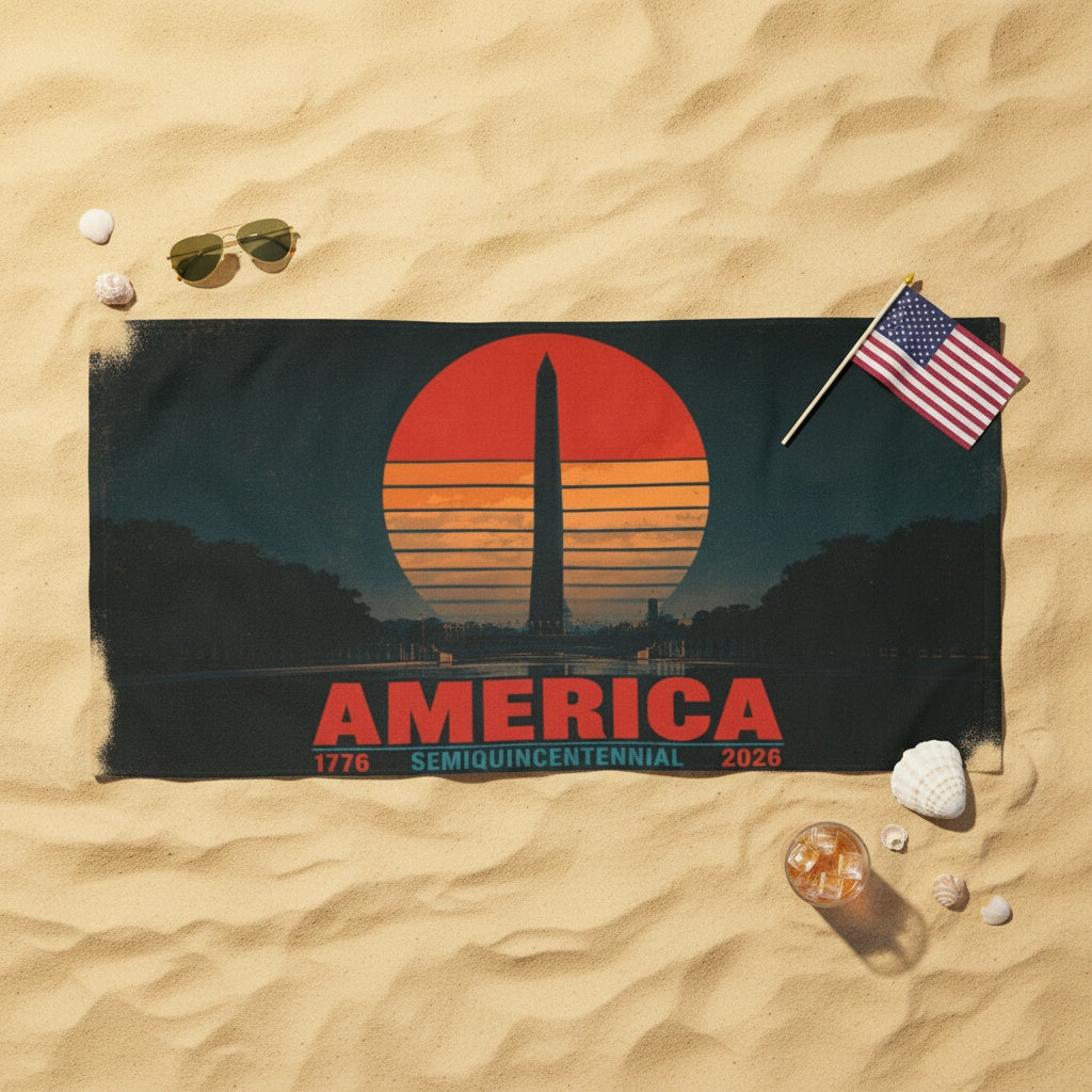 America 1776–2026 Semiquincentennial Beach Towel - 4LibertyShop.com