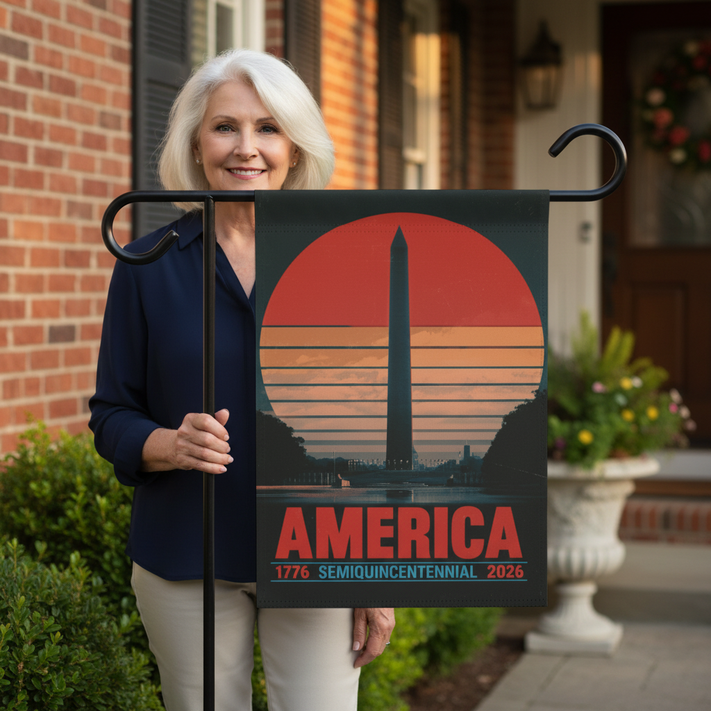 America 1776–2026 Garden Flag – Clean Lifestyle Mockup