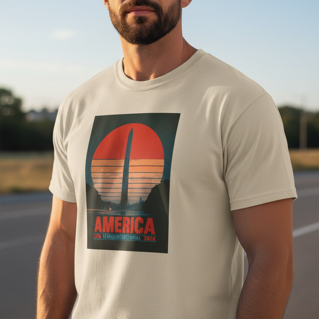 America 1776–2026 Semiquincentennial T-Shirt – Clean 3/4 Closeup
